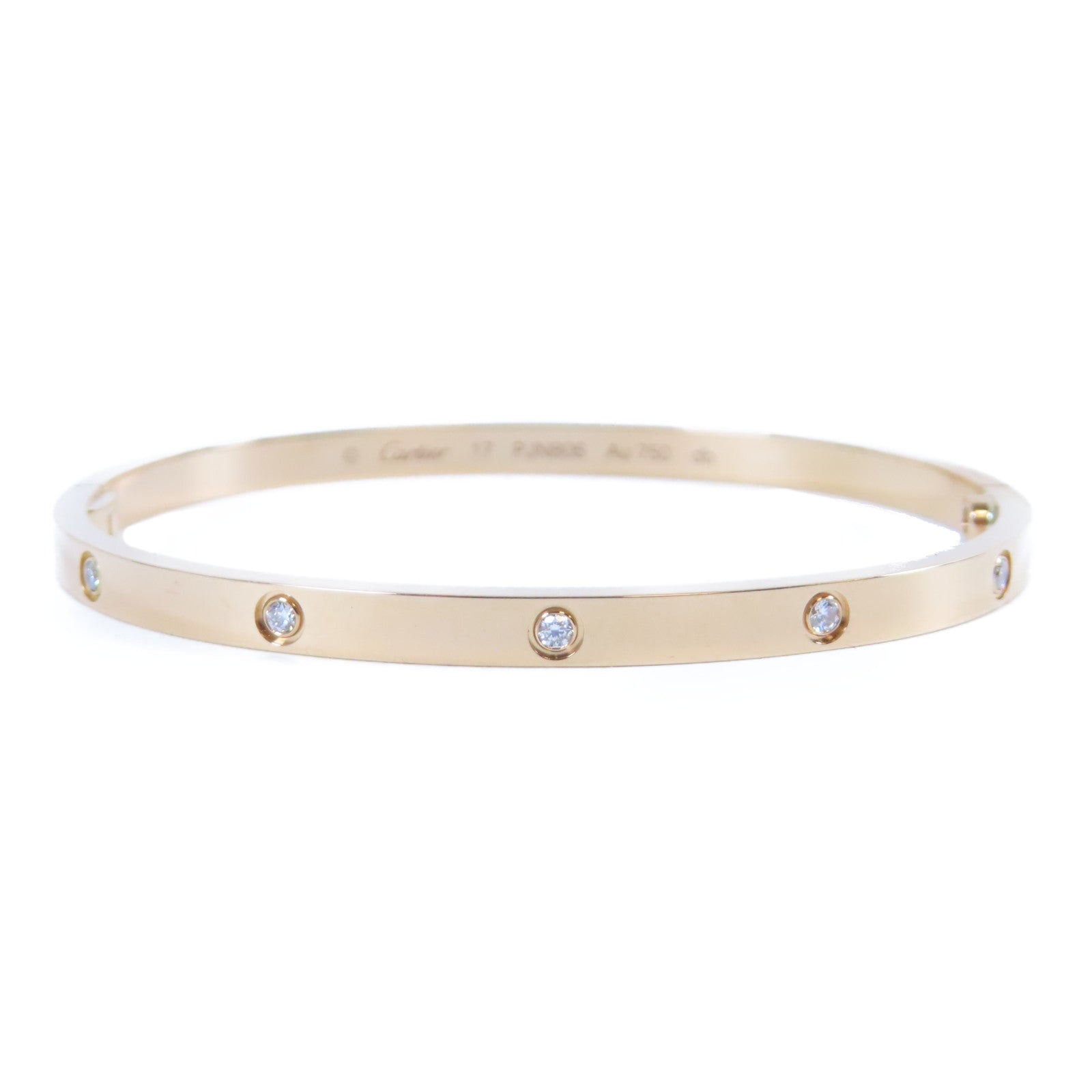CARTIER 18K玫瑰金Love Bracelet鑽石手鐲Cartier#17