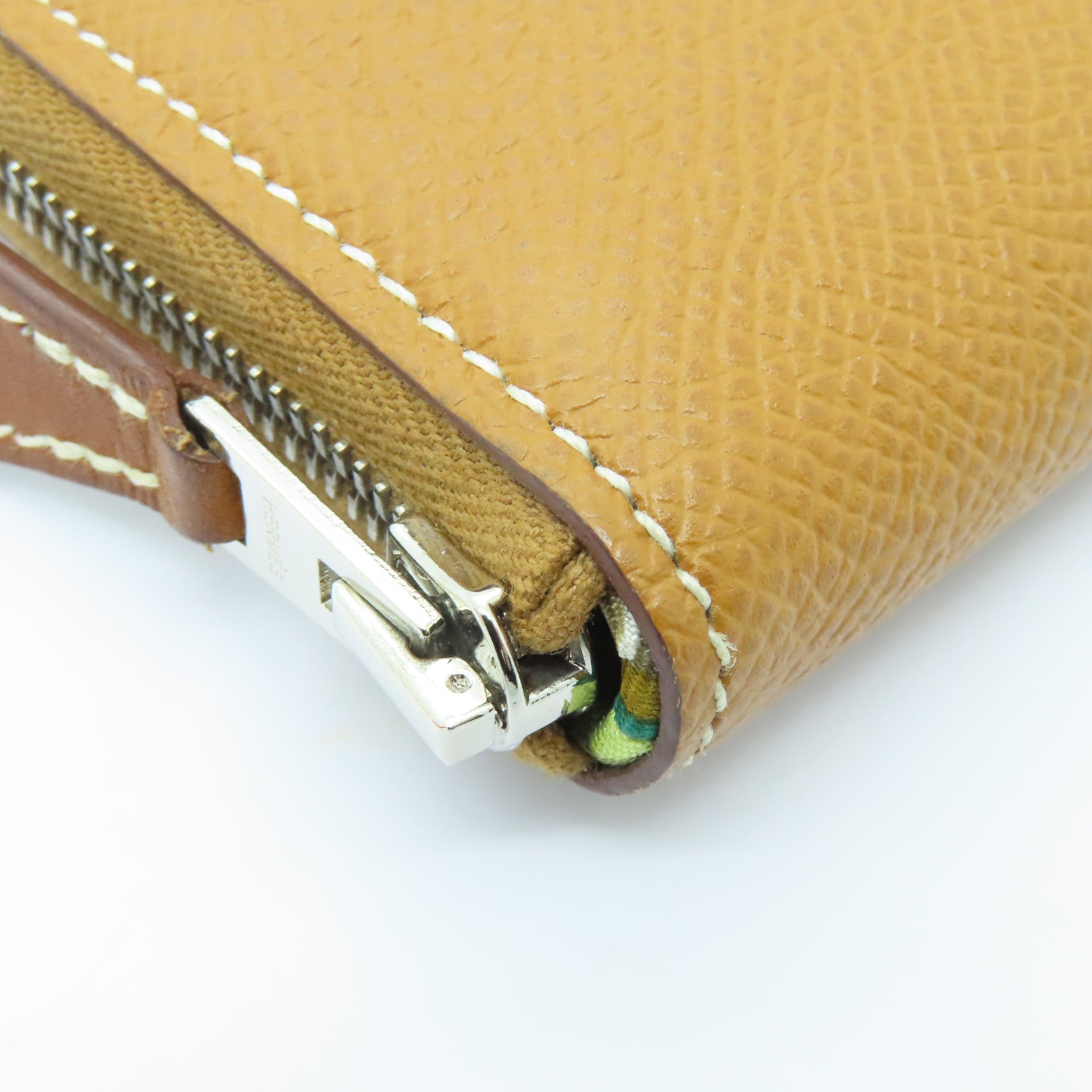 HERMES Epsom皮革Zipped Wallet銀扣錢包Gold棕色