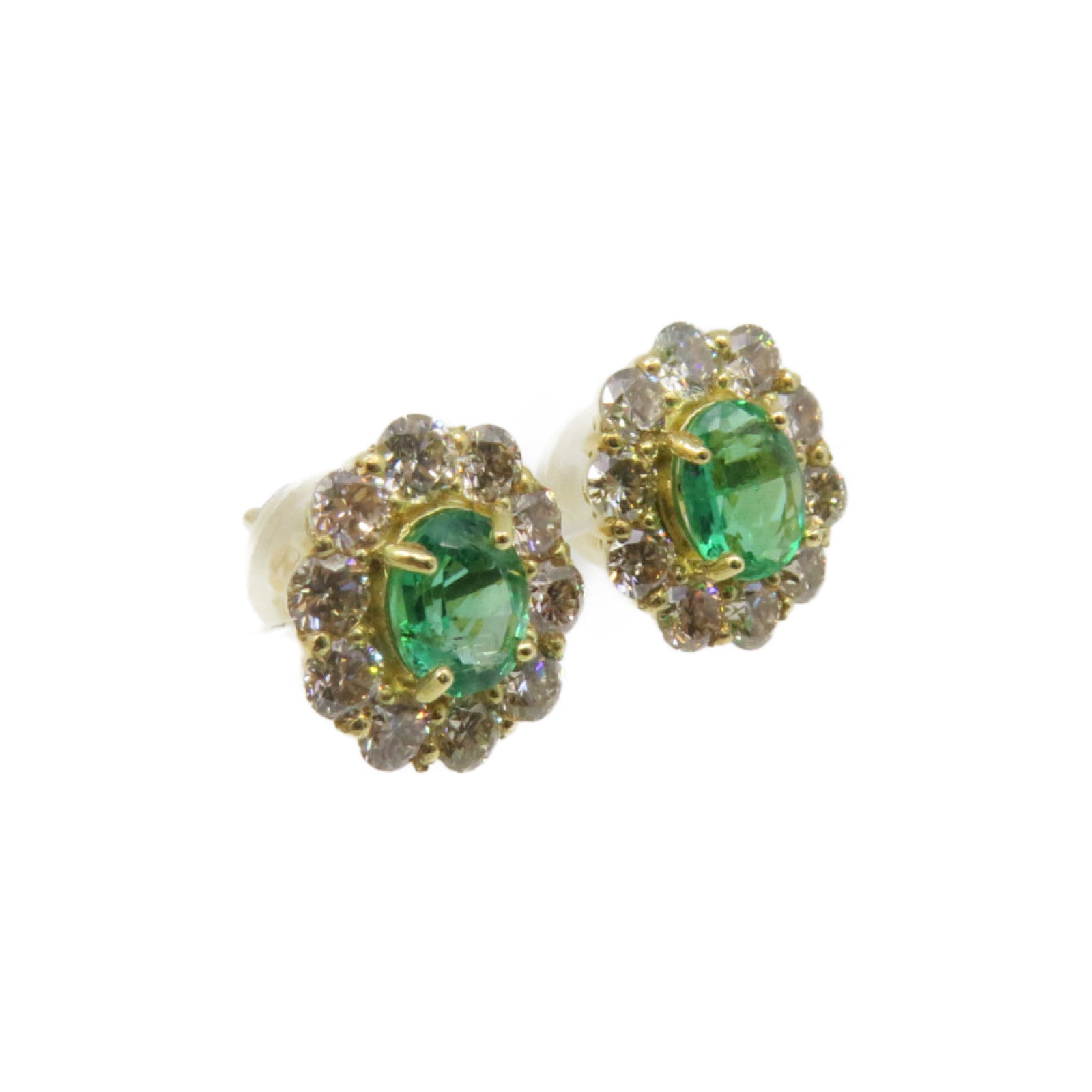 JEWELRY 18K黃金/0.60ct綠寶石/0.70ct鑽石Emerald Earrings耳環