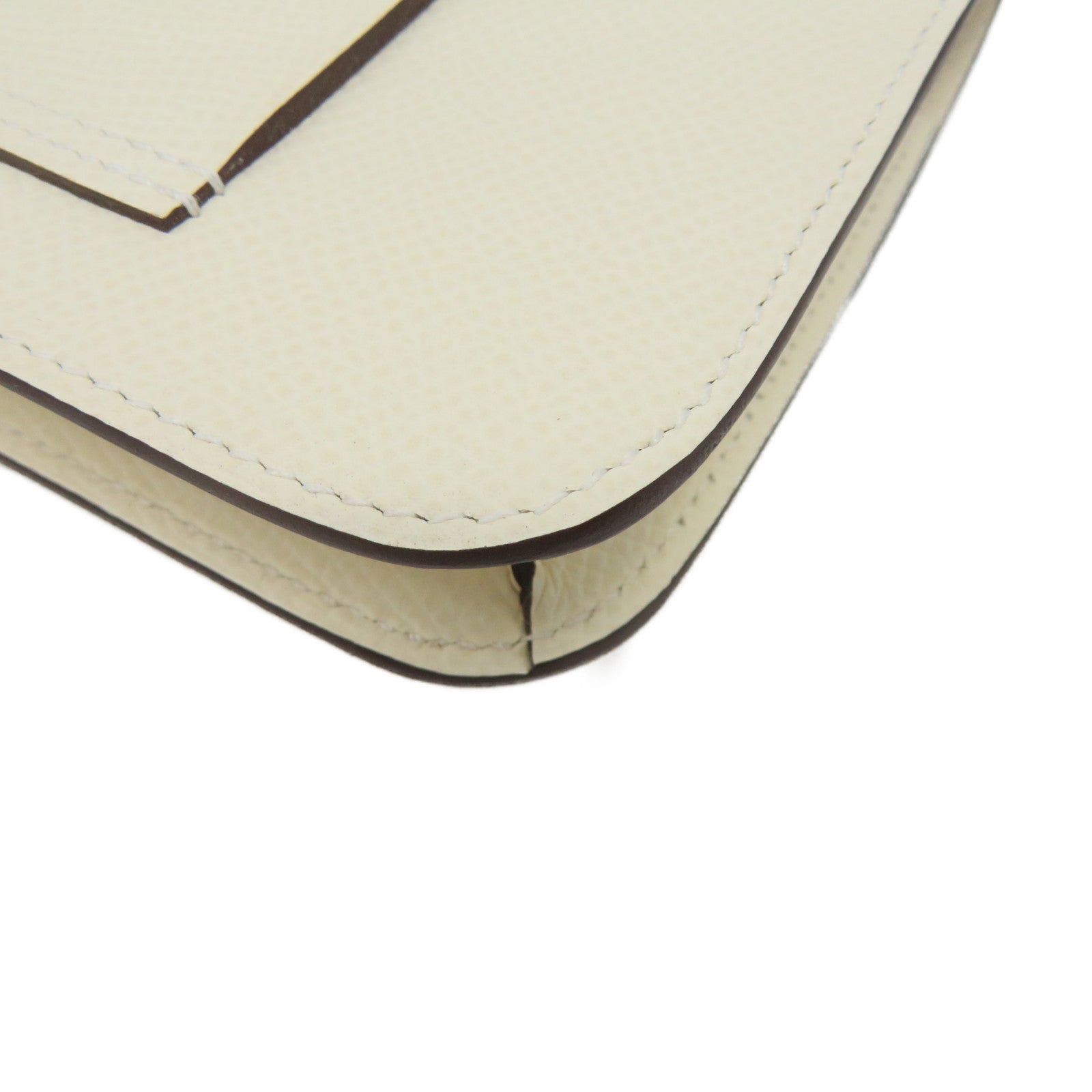 HERMES 【激减优惠】Epsom皮革Costance Slim银扣腰包米白色