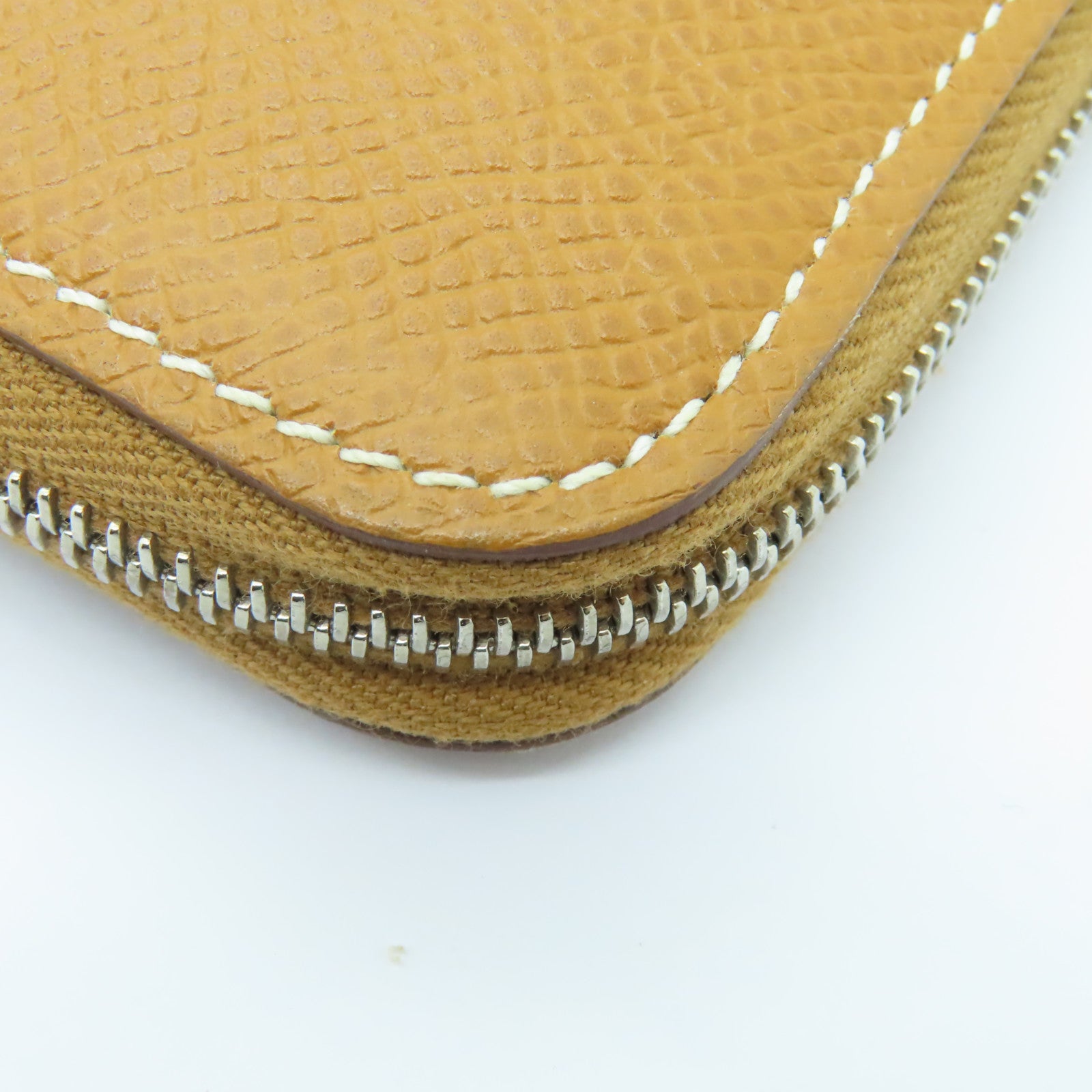 HERMES Epsom皮革Zipped Wallet銀扣錢包Gold棕色