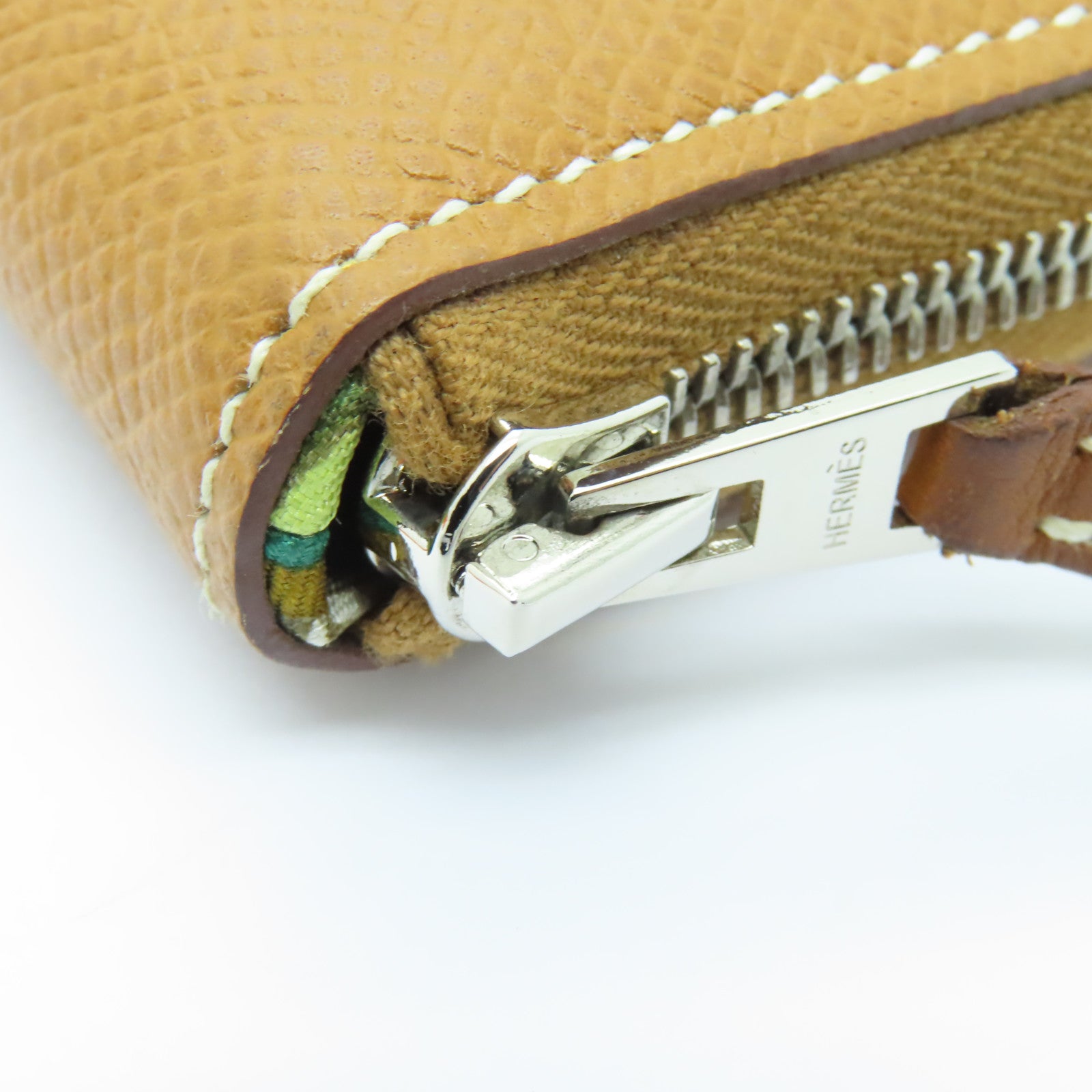 HERMES Epsom皮革Zipped Wallet銀扣錢包Gold棕色