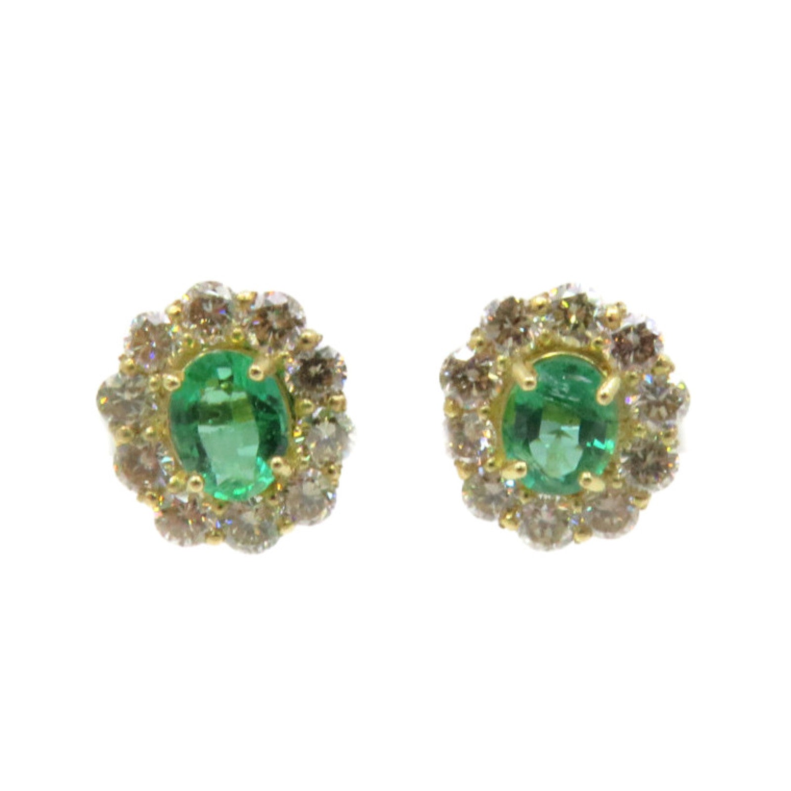 JEWELRY 18K黃金/0.60ct綠寶石/0.70ct鑽石Emerald Earrings耳環