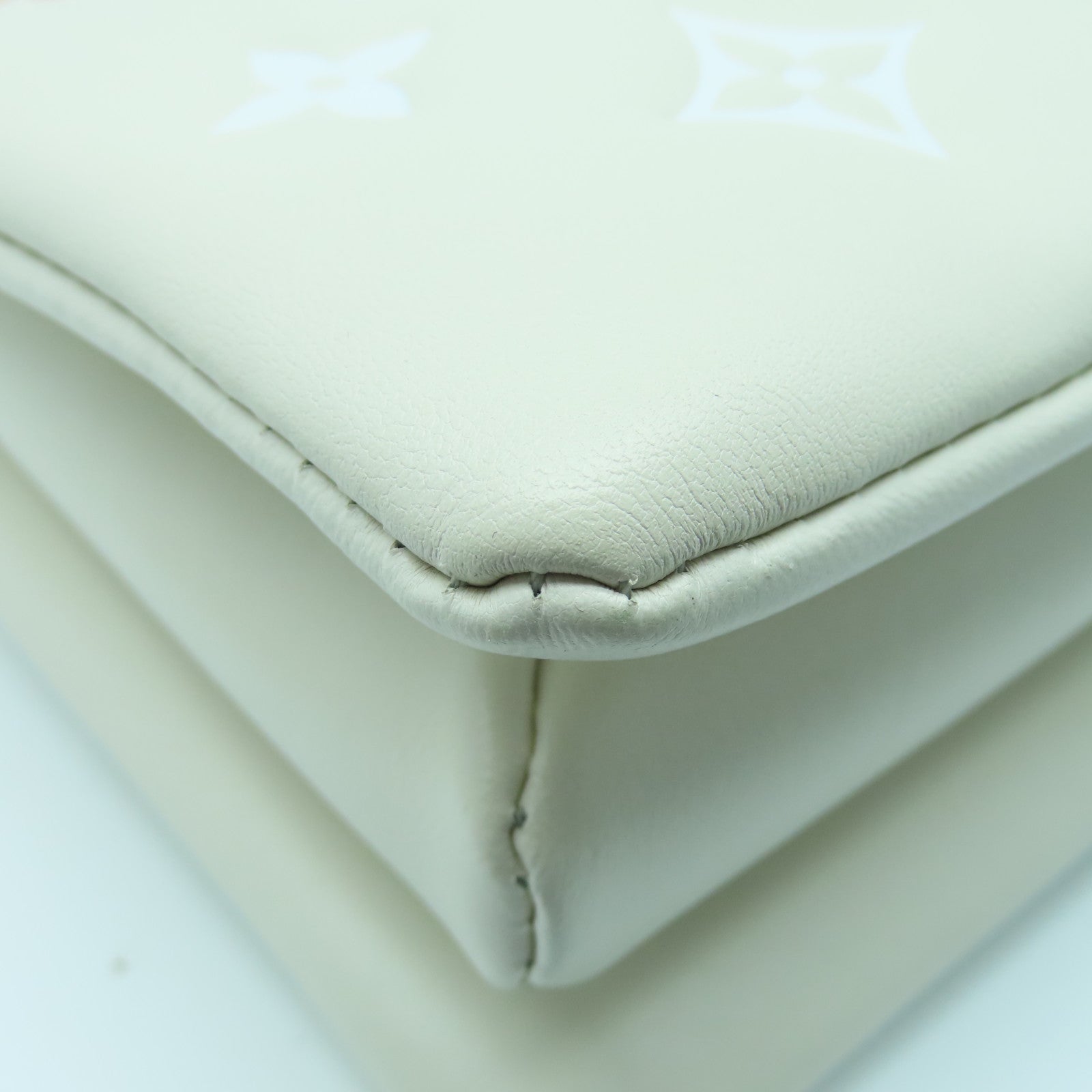 LOUIS VUITTON sheepskin leather Coussin PM gold buckle shoulder bag cream