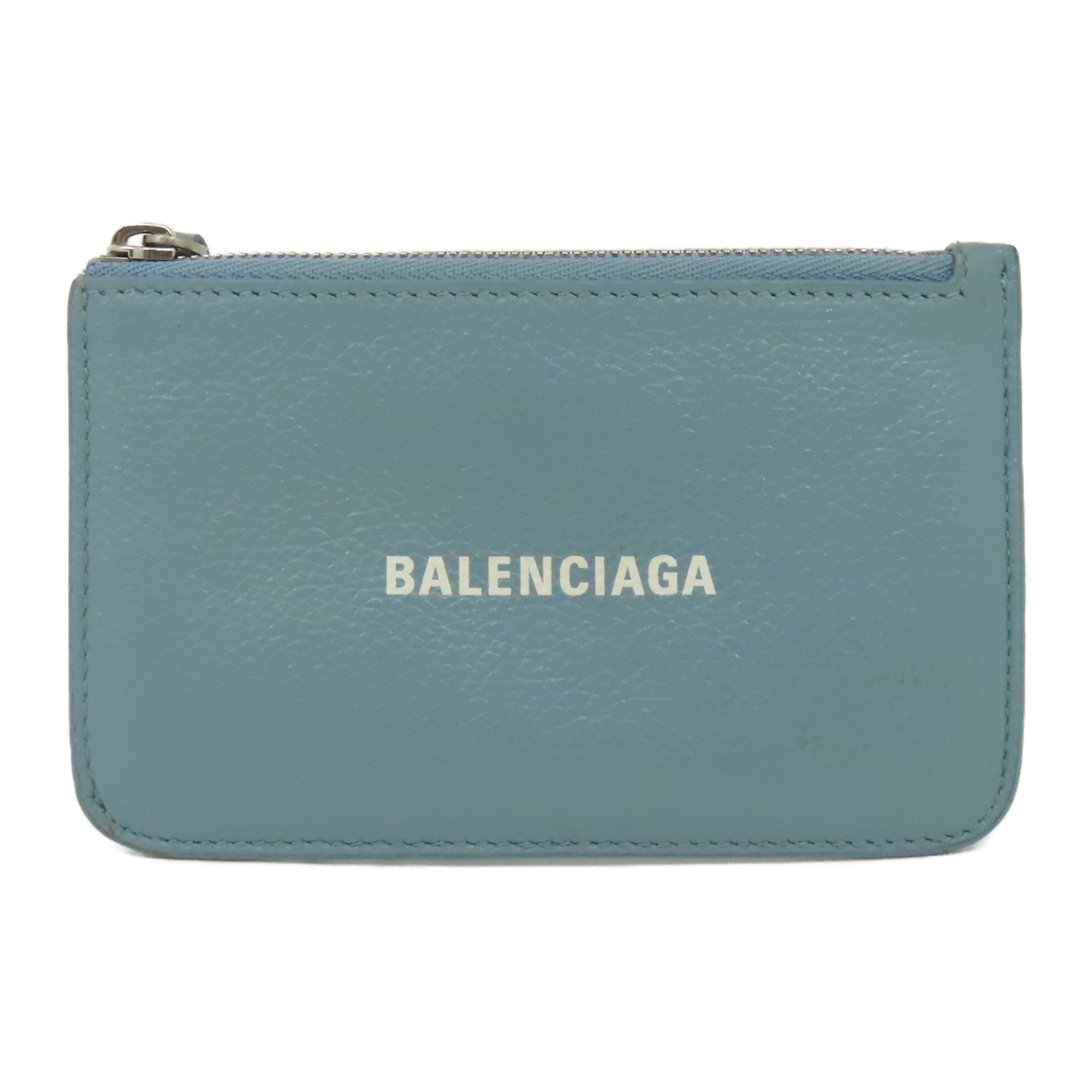 BALENCIAGA 皮革Coin Purse銀扣零錢包藍色