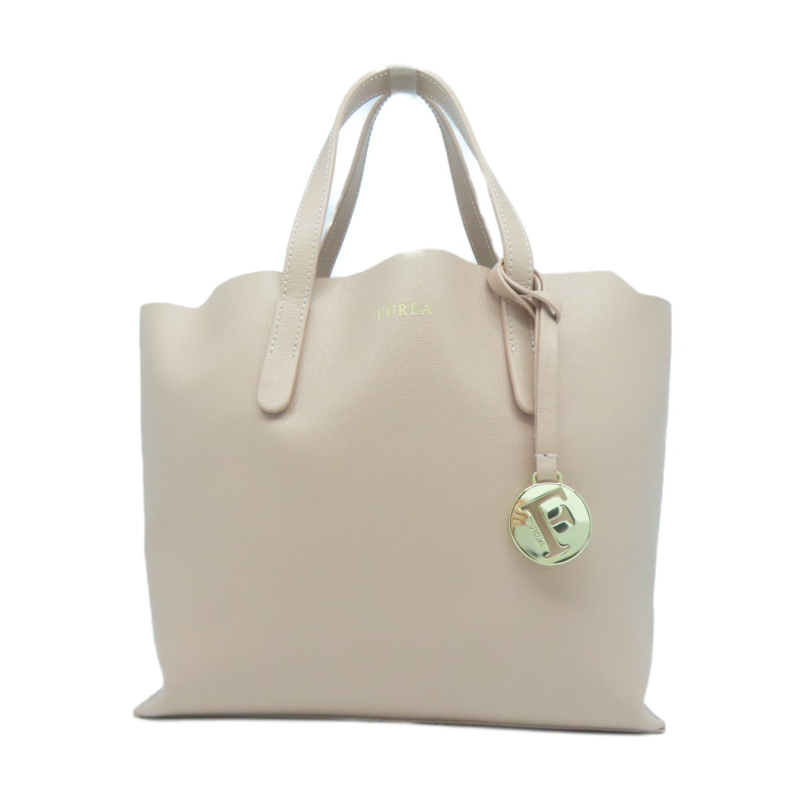 Furla 牛皮皮革Handbag金扣手挽袋粉紅色