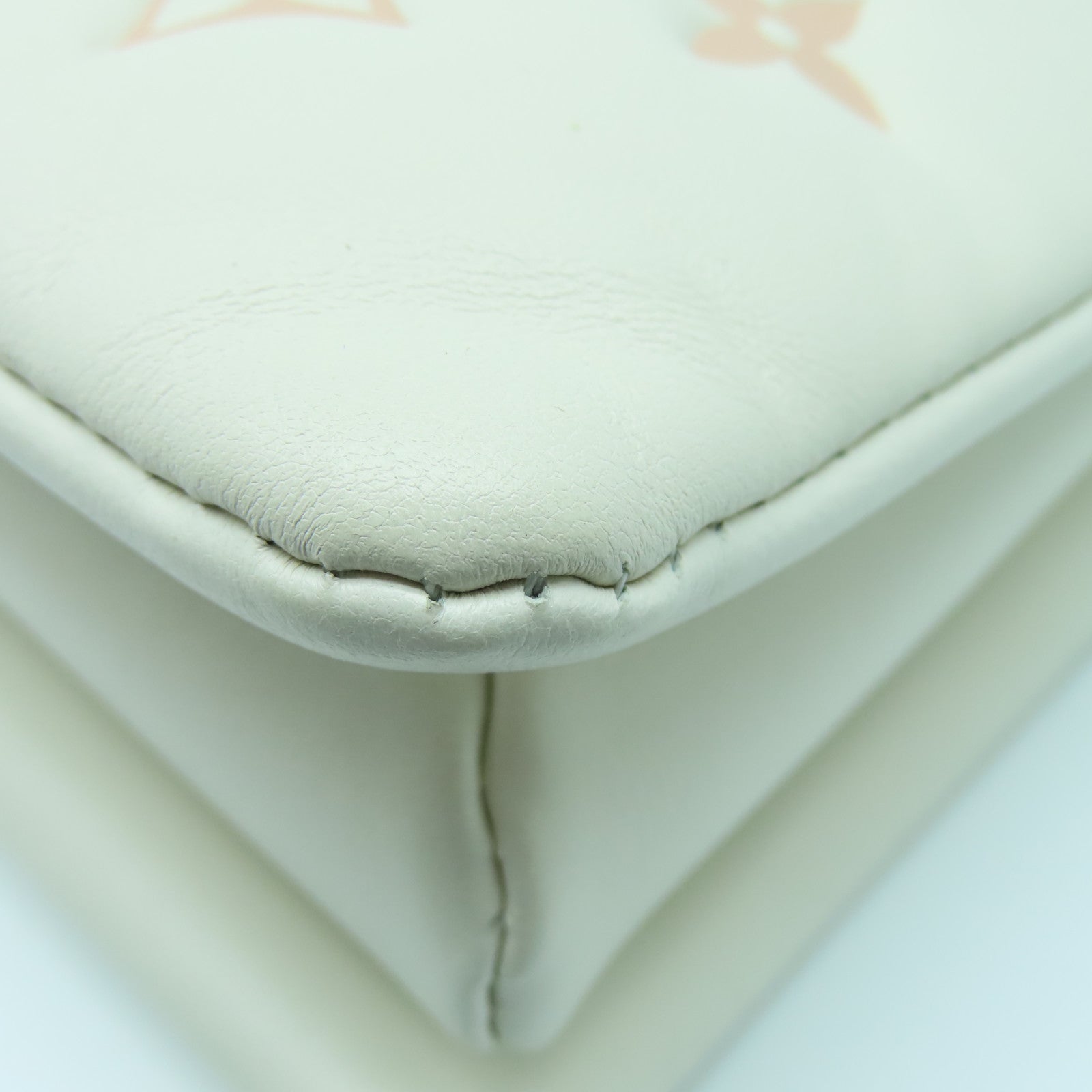 LOUIS VUITTON sheepskin leather Coussin PM gold buckle shoulder bag cream