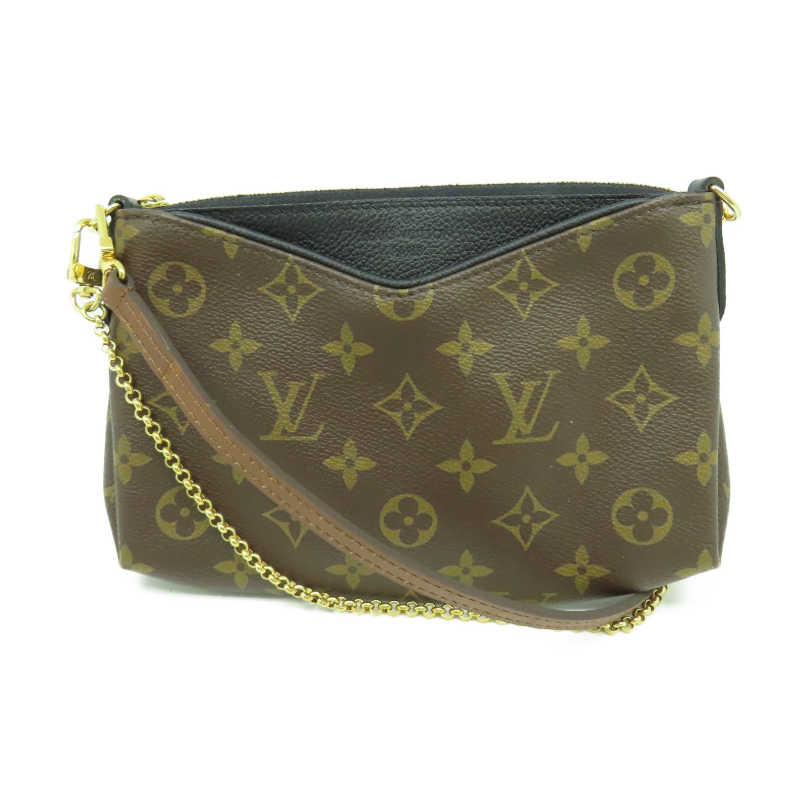 LOUIS VUITTON Monogram Pallas Clutch Bag金扣肩背袋棕色