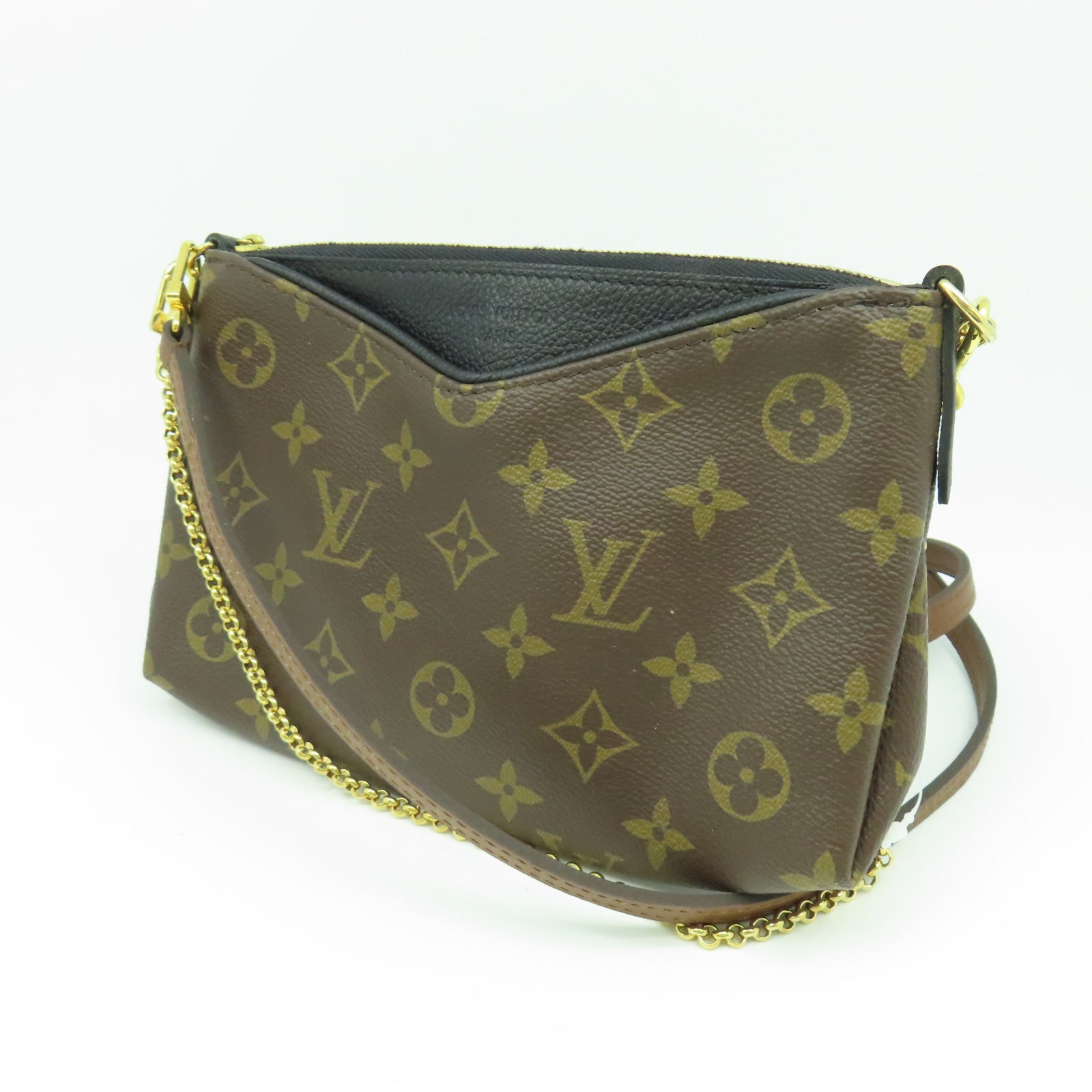 LOUIS VUITTON Monogram Pallas Clutch Bag金扣肩背袋棕色