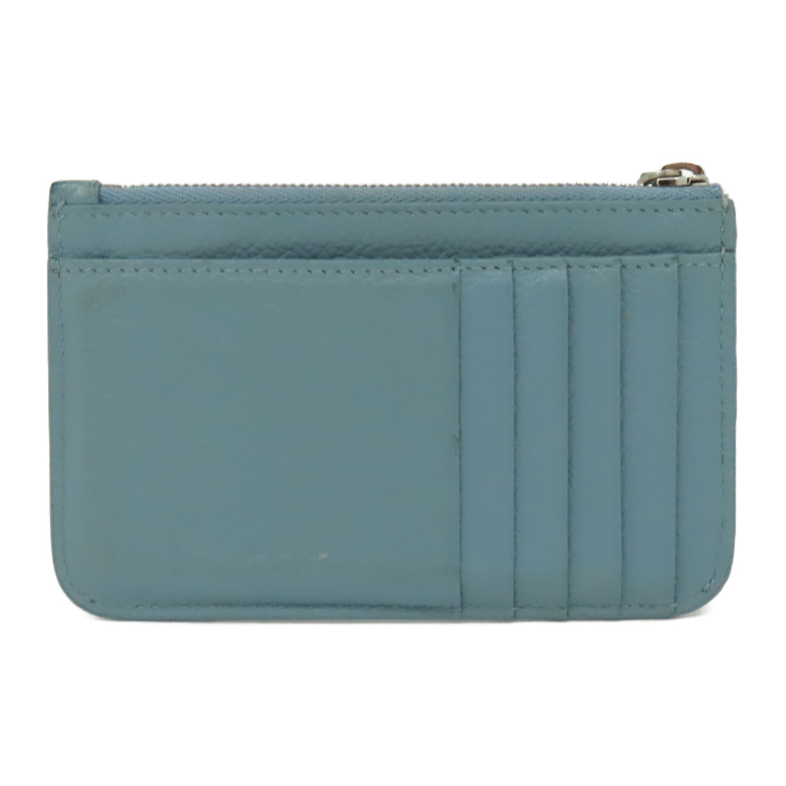 BALENCIAGA 皮革Coin Purse銀扣零錢包藍色