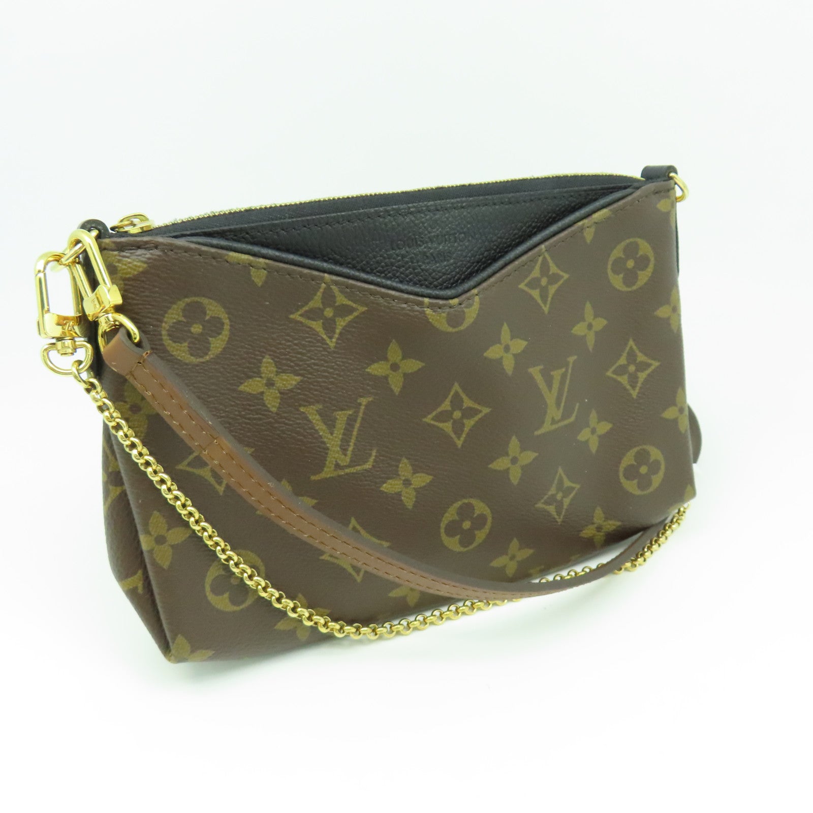 LOUIS VUITTON Monogram Pallas Clutch Bag金扣肩背袋棕色