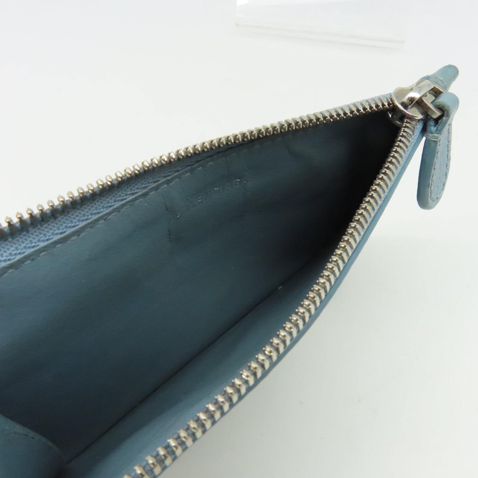 BALENCIAGA 皮革Coin Purse銀扣零錢包藍色
