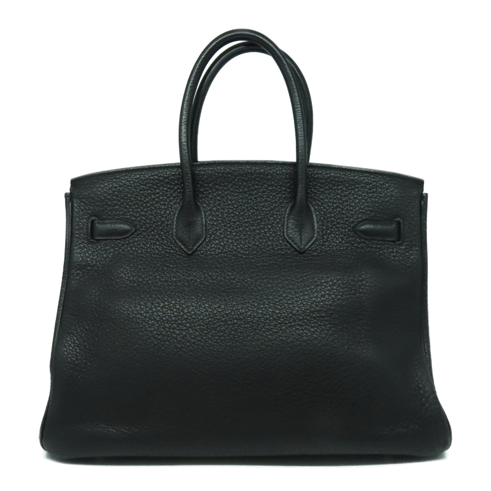 HERMES 【激減優惠】Fjord皮革Birkin 35銀扣手挽袋黑色