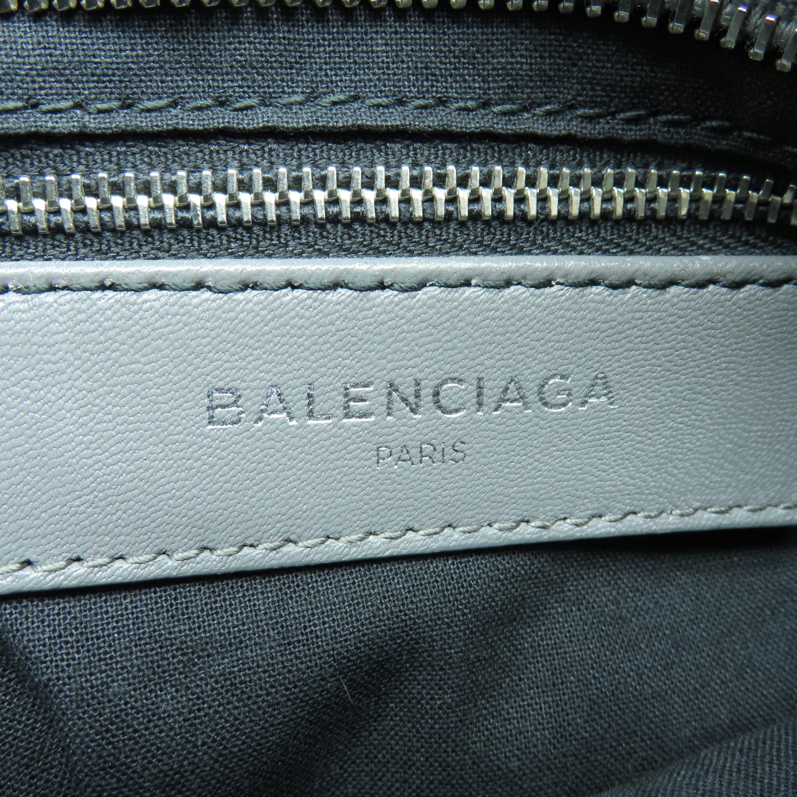 BALENCIAGA Cowhide Leather Mini City Silver Buckle Handle Shoulder Backpack Gray