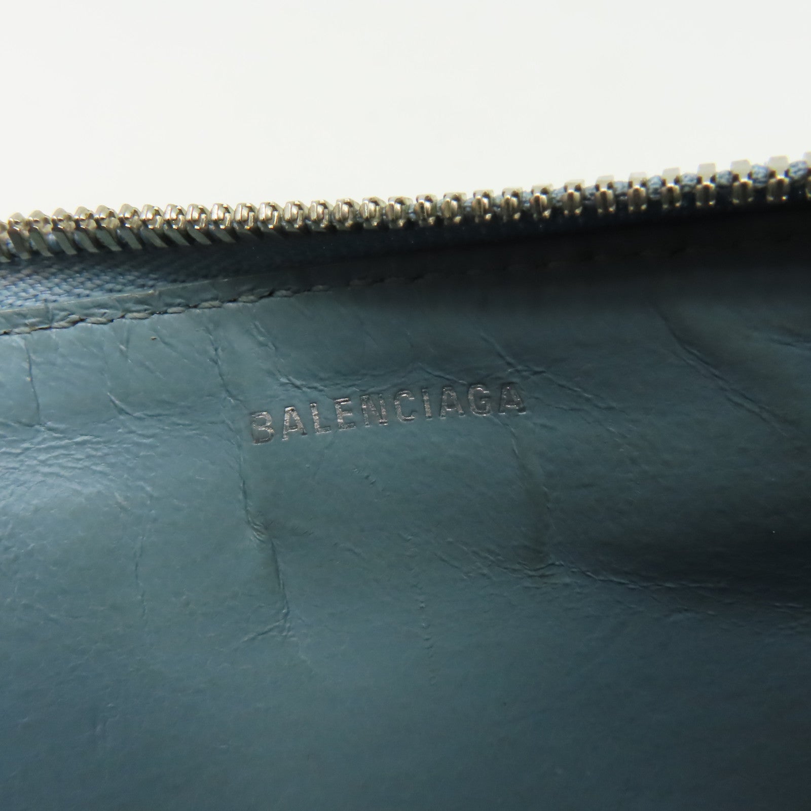 BALENCIAGA 皮革Coin Purse銀扣零錢包藍色