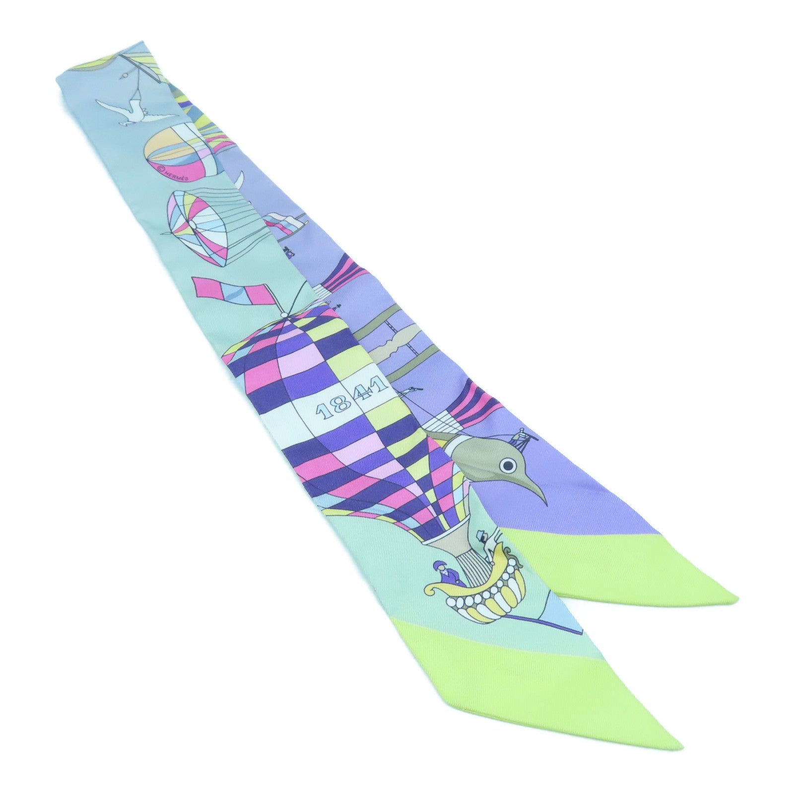 HERMES silk Twilly scarf purple