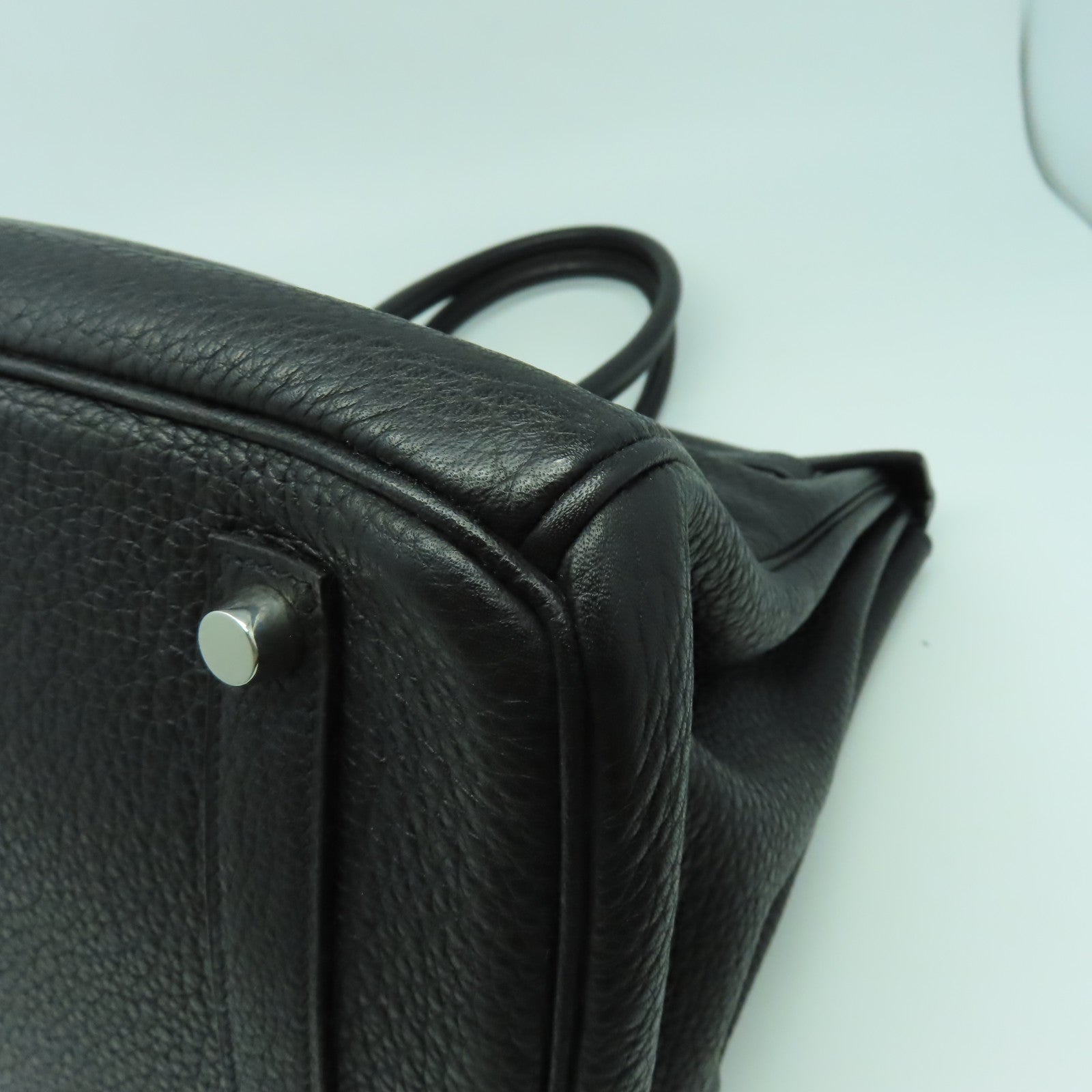 HERMES 【激減優惠】Fjord皮革Birkin 35銀扣手挽袋黑色
