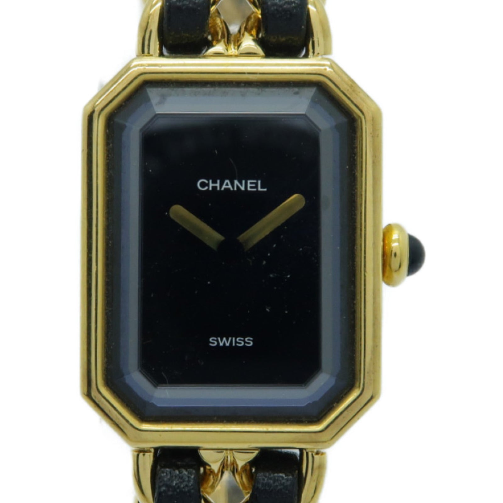 CHANEL Premiere M鍍金手錶石英機芯黑色/金色