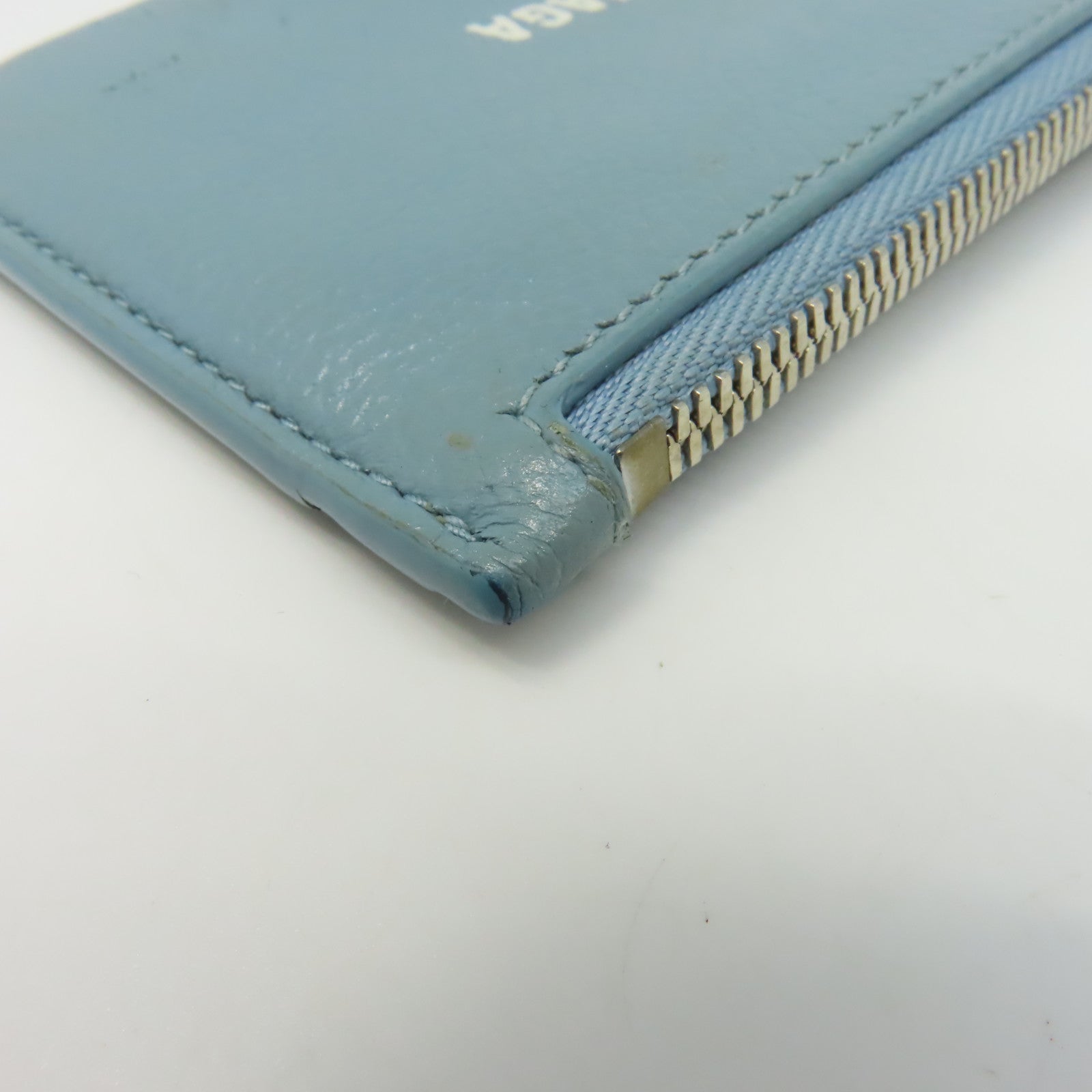 BALENCIAGA 皮革Coin Purse銀扣零錢包藍色