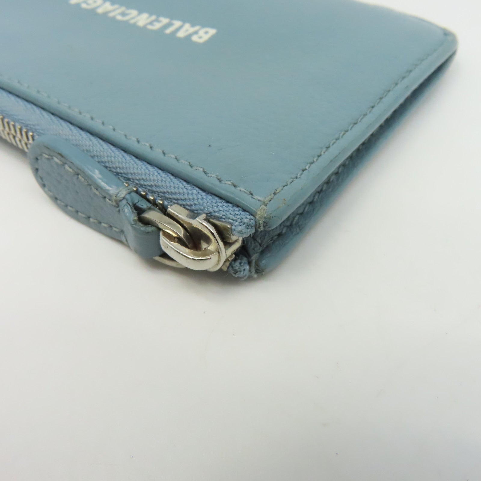 BALENCIAGA 皮革Coin Purse銀扣零錢包藍色
