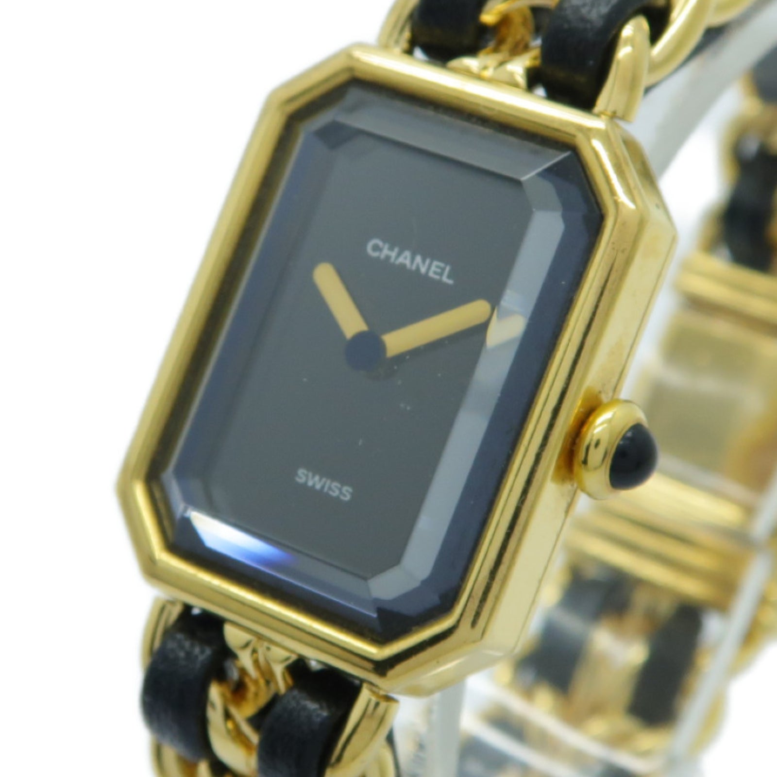 CHANEL Premiere M鍍金手錶石英機芯黑色/金色