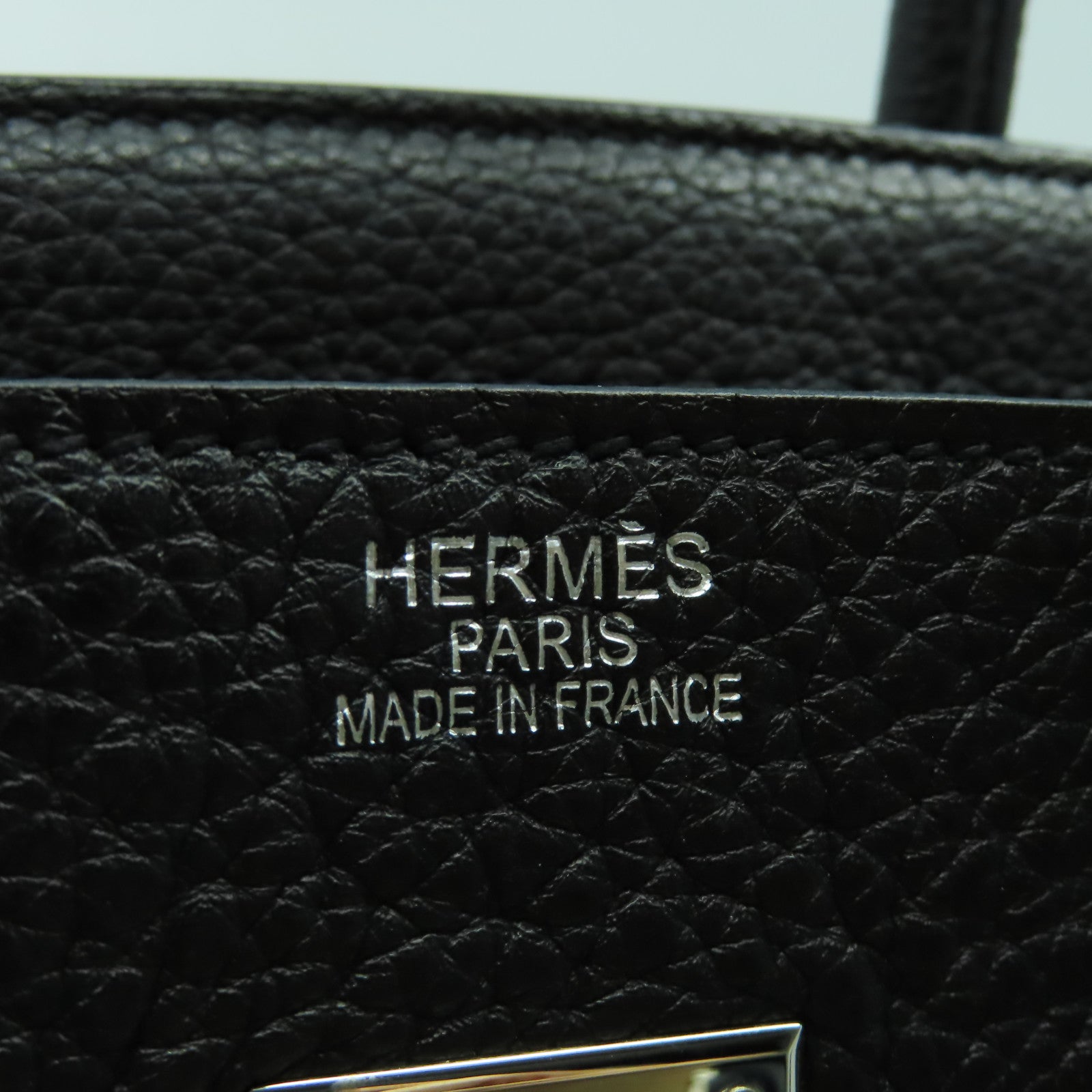 HERMES 【激減優惠】Fjord皮革Birkin 35銀扣手挽袋黑色