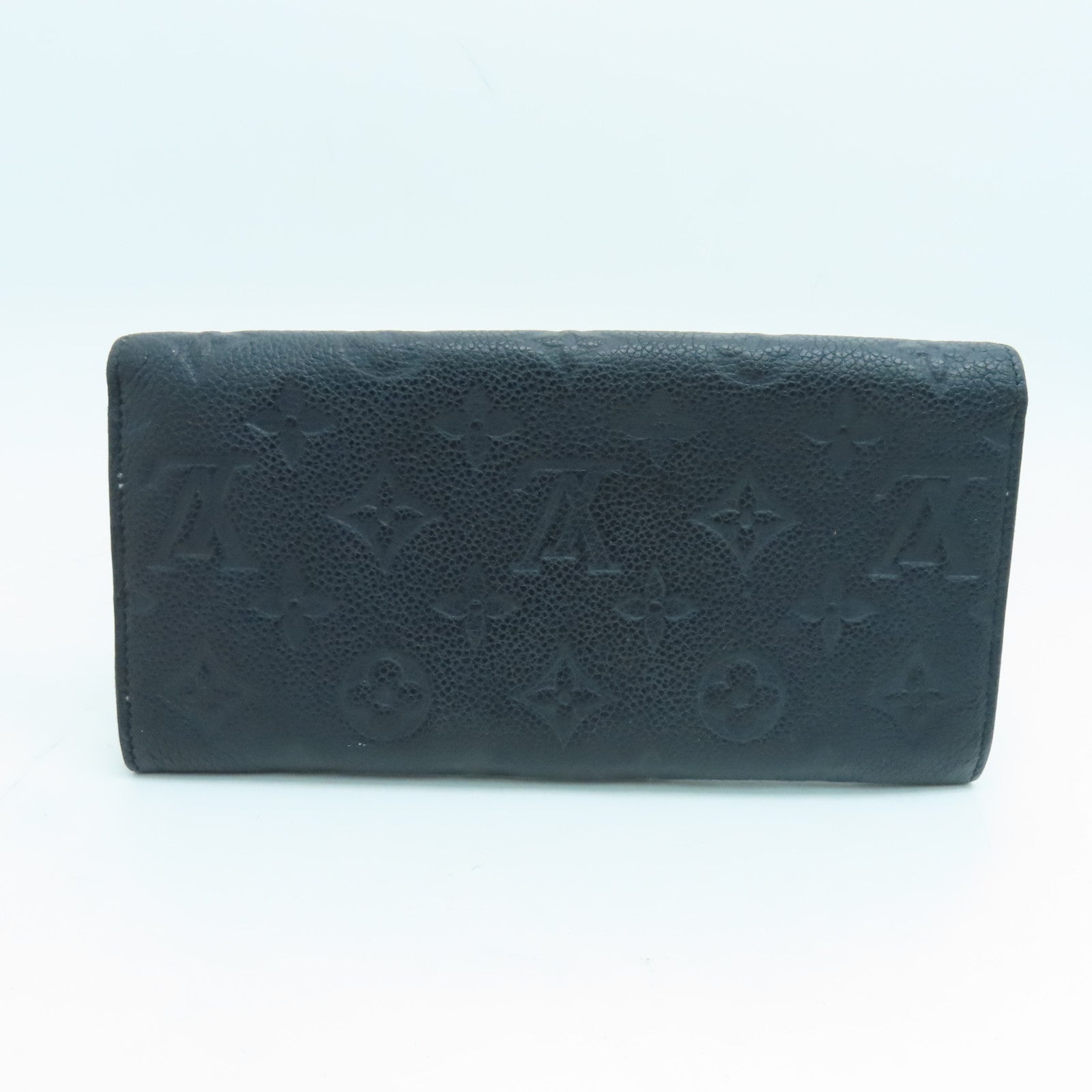 LOUIS VUITTON Monogram Empreinte Sarah长钱包金扣黑色