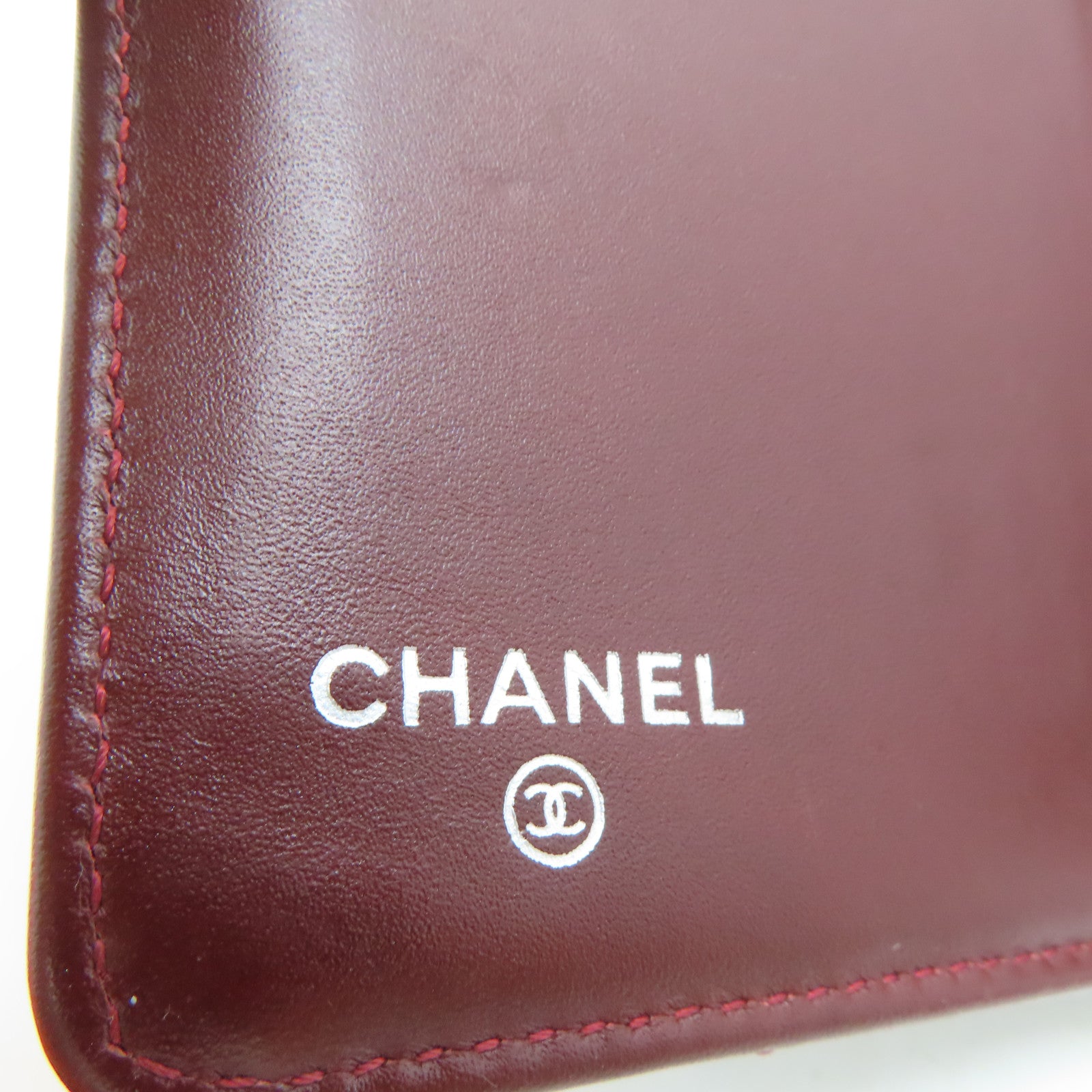 CHANEL 菱格Caviar皮革Long Wallet银扣长钱包枣红色