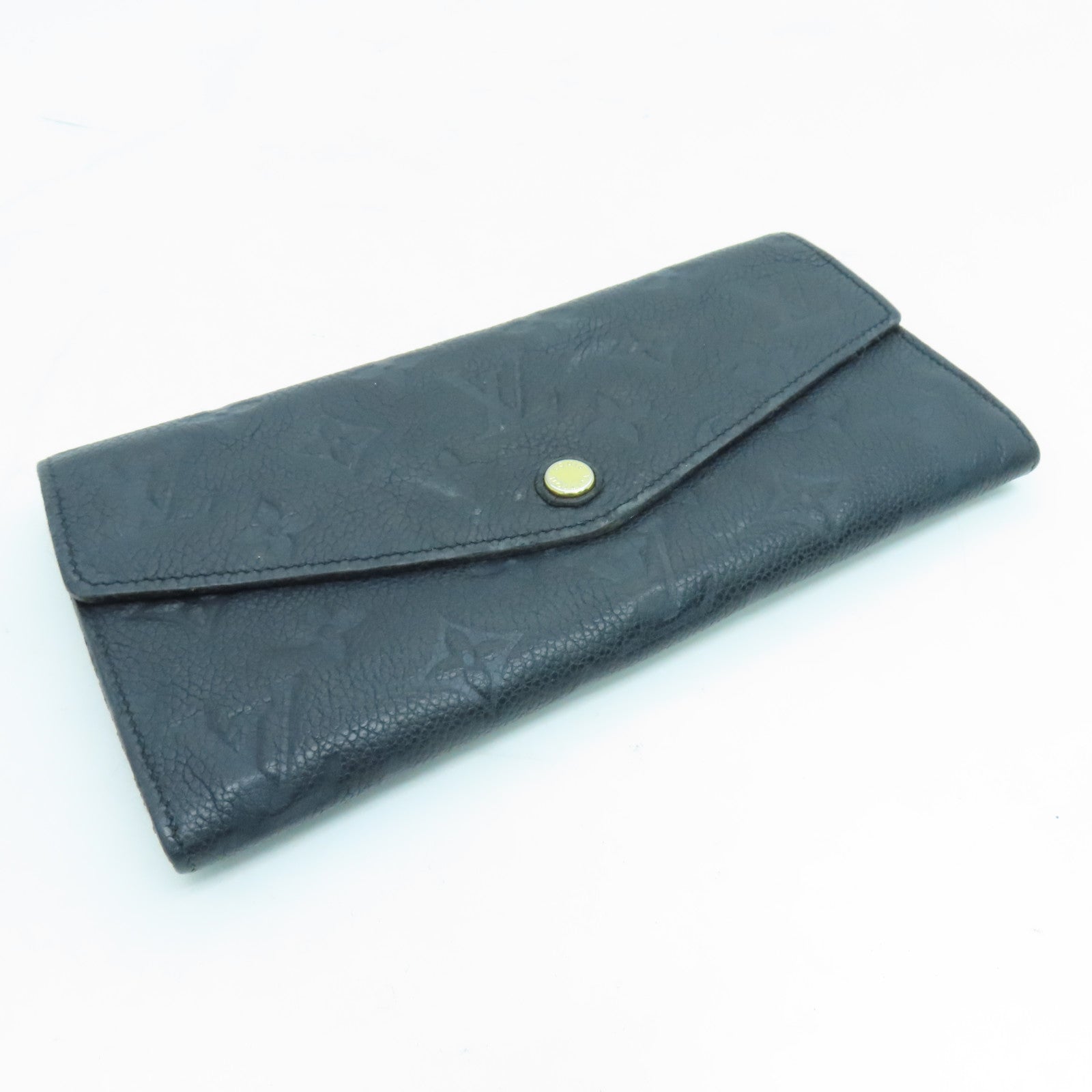 LOUIS VUITTON Monogram Empreinte Sarah长钱包金扣黑色