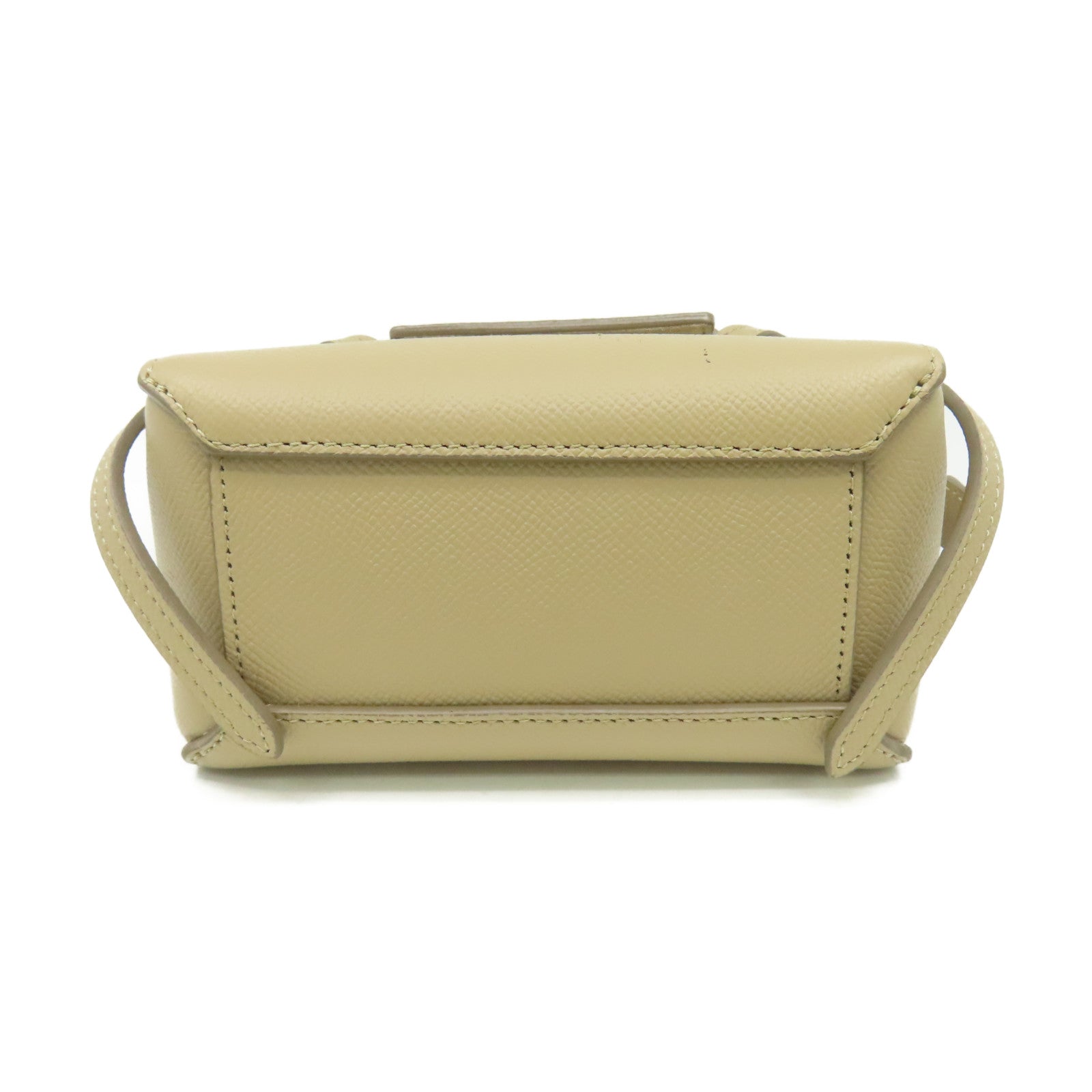 CELINE 牛皮皮革Mini Belt Bag 2Way Shoulder Bag金扣手挽肩背兩用袋杏色