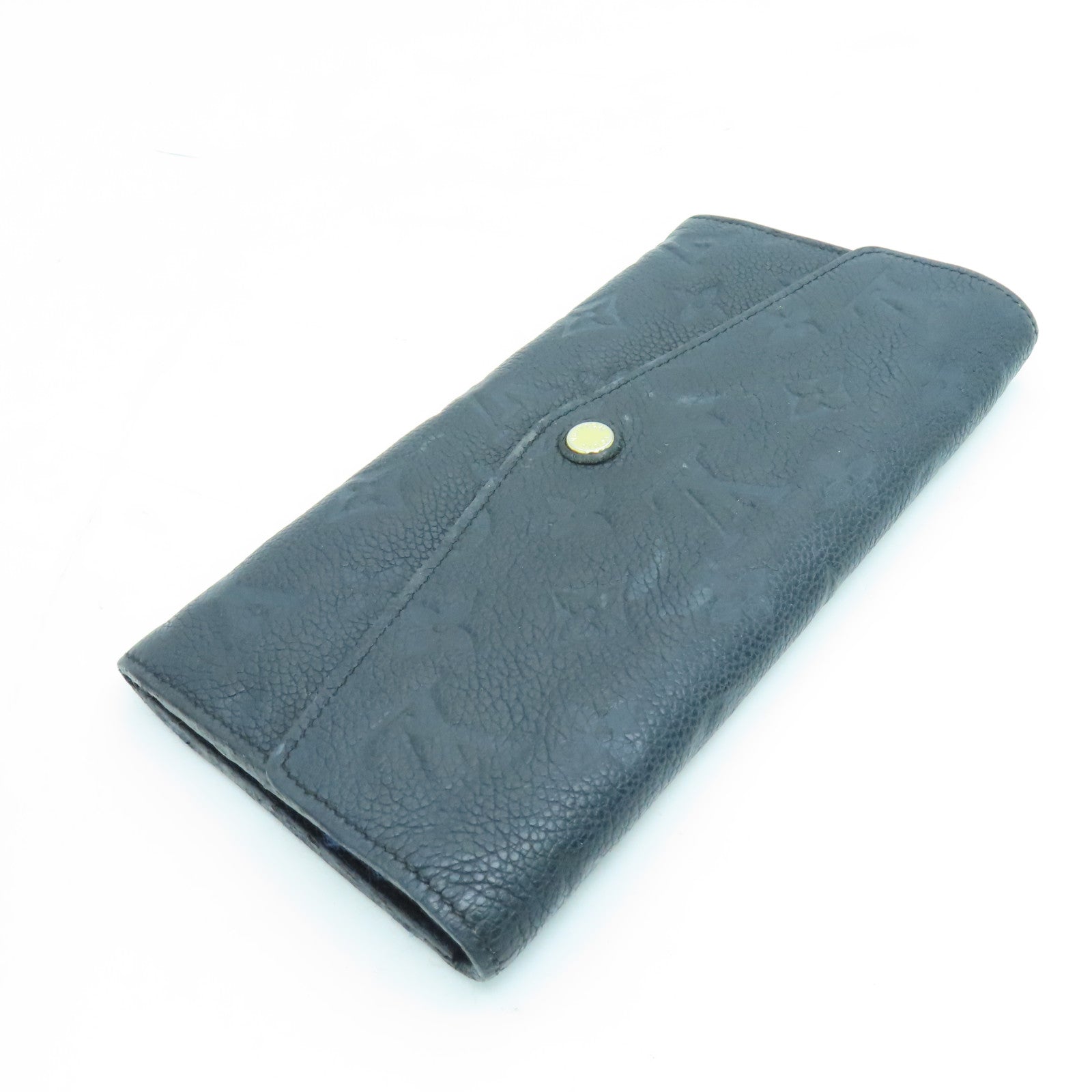 LOUIS VUITTON Monogram Empreinte Sarah长钱包金扣黑色