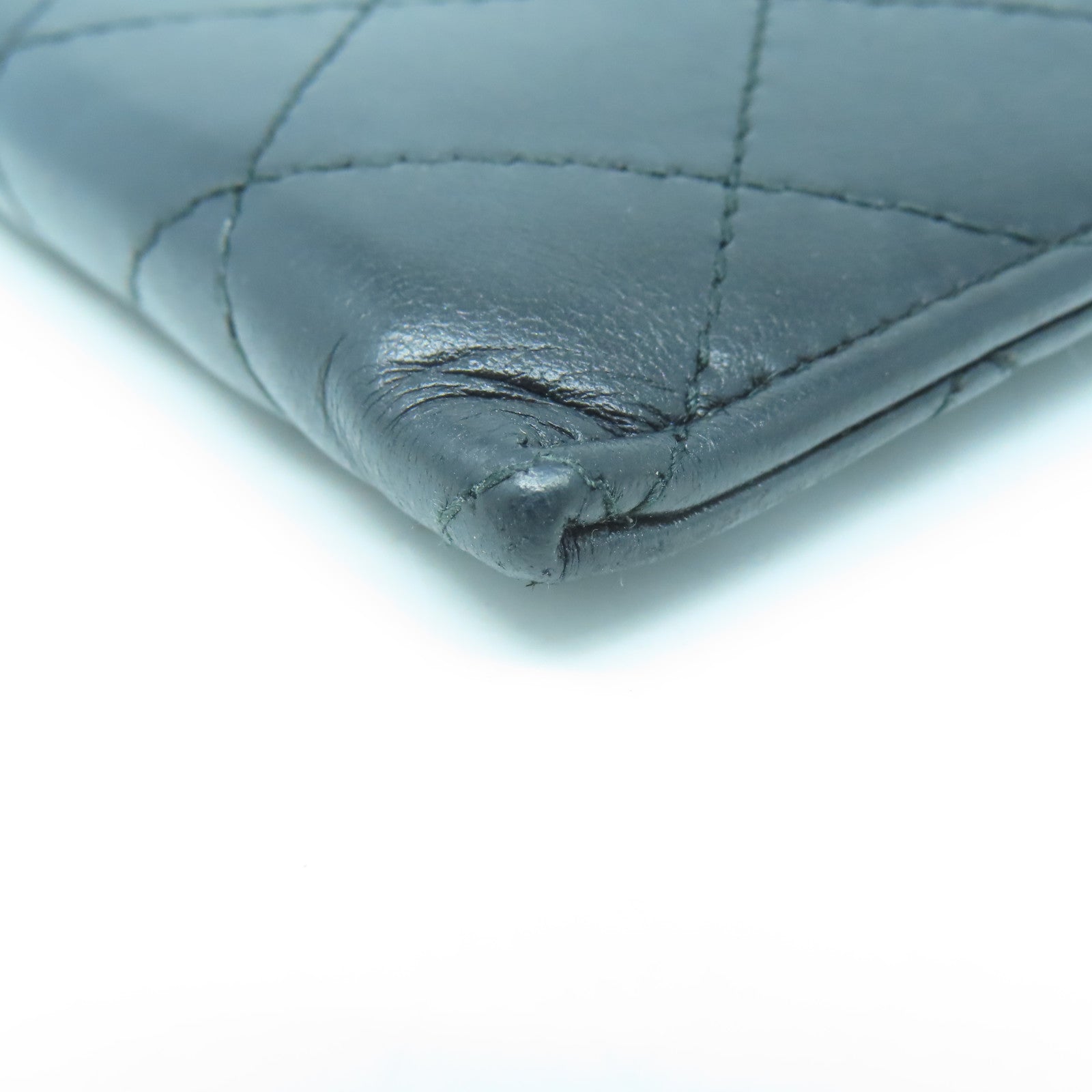 CHANEL 菱格牛皮皮革Wallet銀扣長錢包黑色