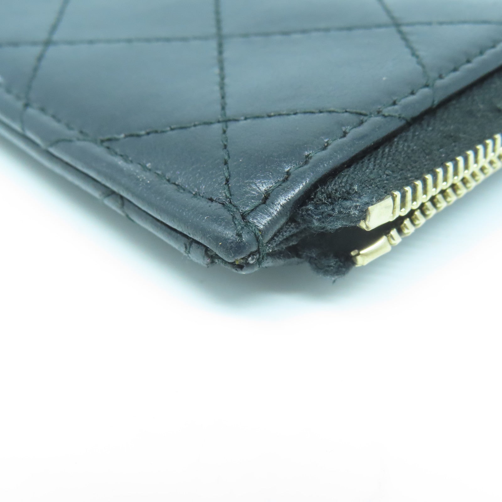 CHANEL 菱格牛皮皮革Wallet銀扣長錢包黑色