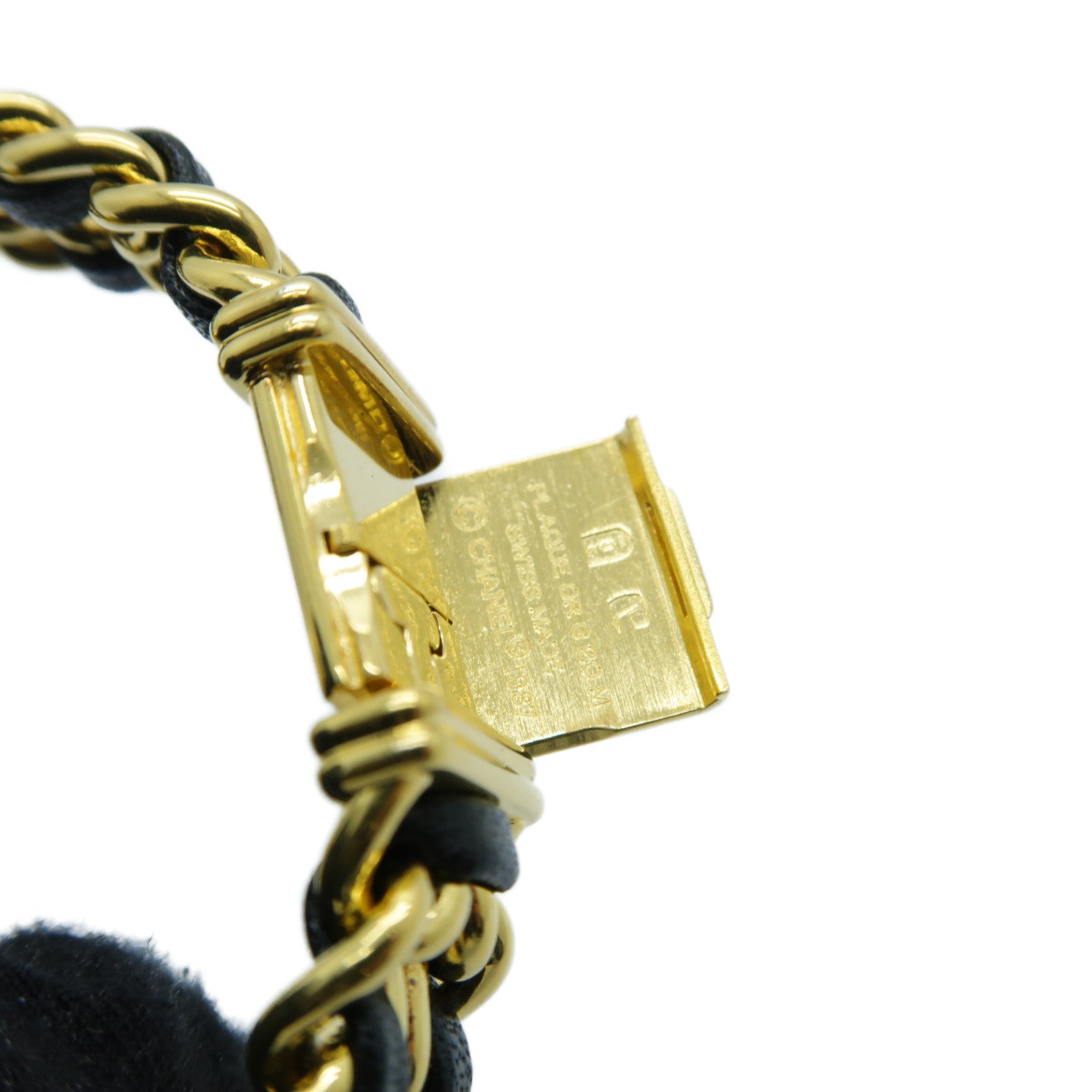 CHANEL Premiere M鍍金手錶石英機芯黑色/金色