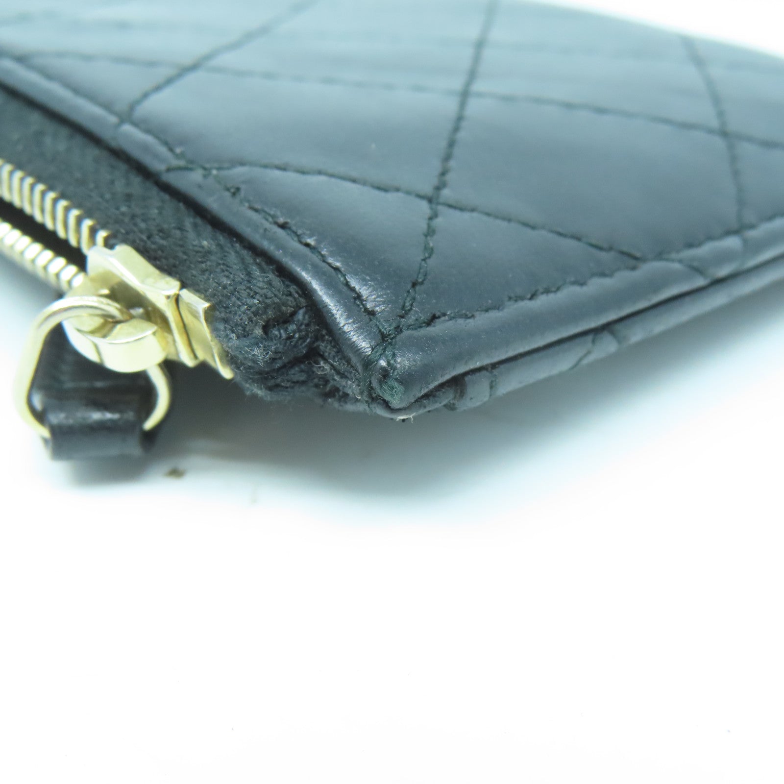 CHANEL 菱格牛皮皮革Wallet銀扣長錢包黑色