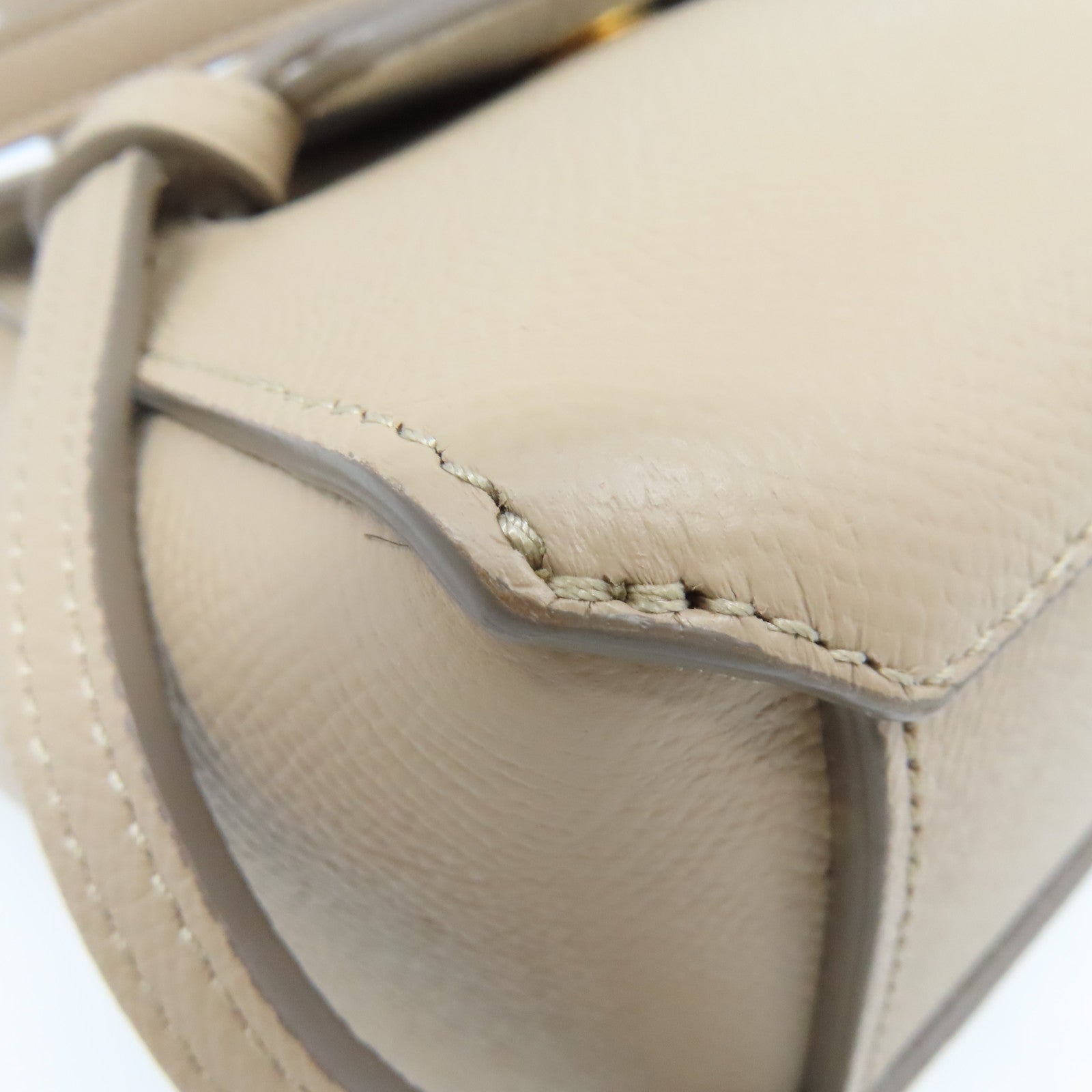 CELINE 牛皮皮革Mini Belt Bag 2Way Shoulder Bag金扣手挽肩背兩用袋杏色
