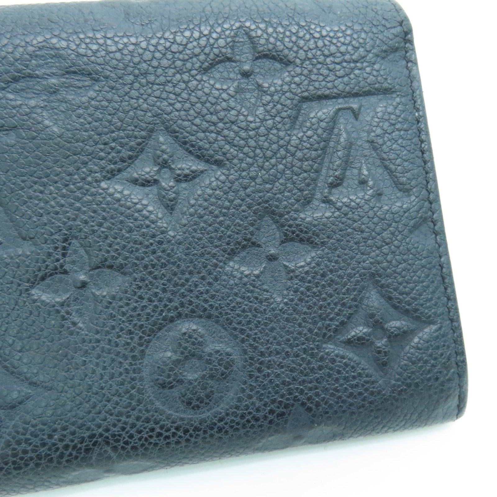 LOUIS VUITTON Monogram Empreinte Sarah长钱包金扣黑色