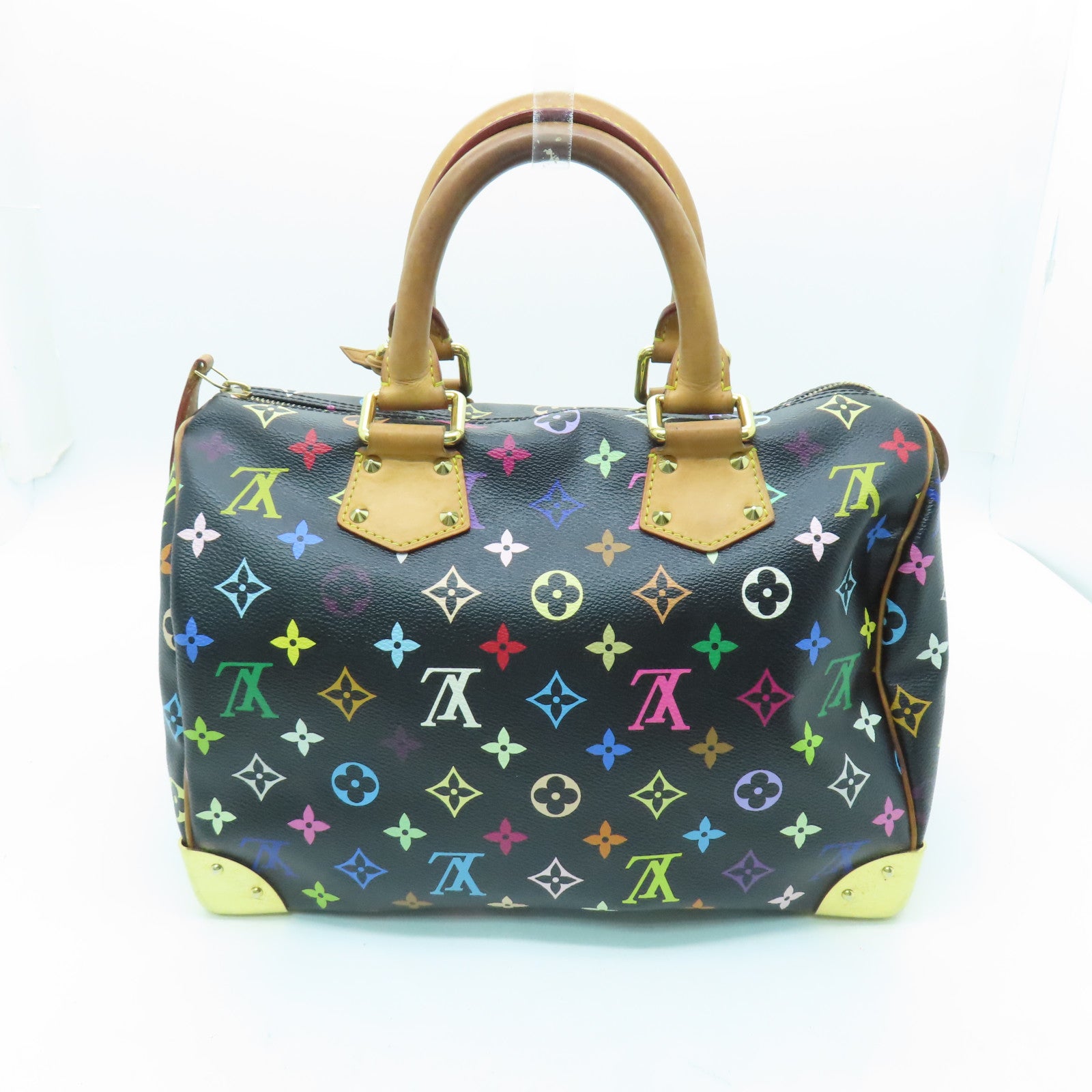 LOUIS VUITTON Monogram Multicolore Speedy 30 Gold Buckle Handle Bag Black/Color