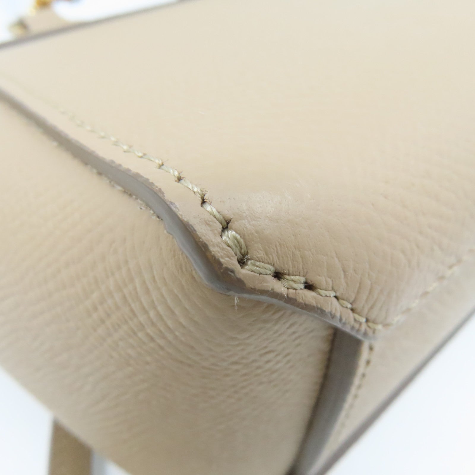 CELINE 牛皮皮革Mini Belt Bag 2Way Shoulder Bag金扣手挽肩背兩用袋杏色
