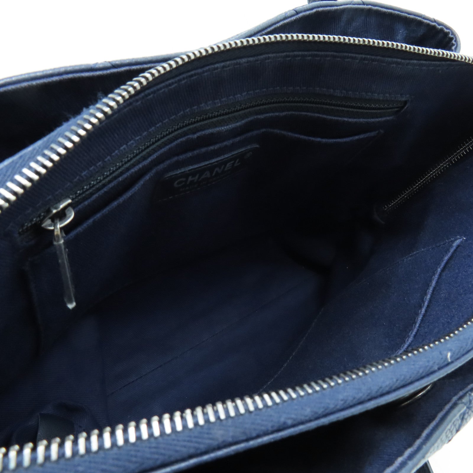 CHANEL 【激減優惠】菱格牛皮皮革2 Way Shoulder Bag銀扣手挽肩背兩用袋藍色