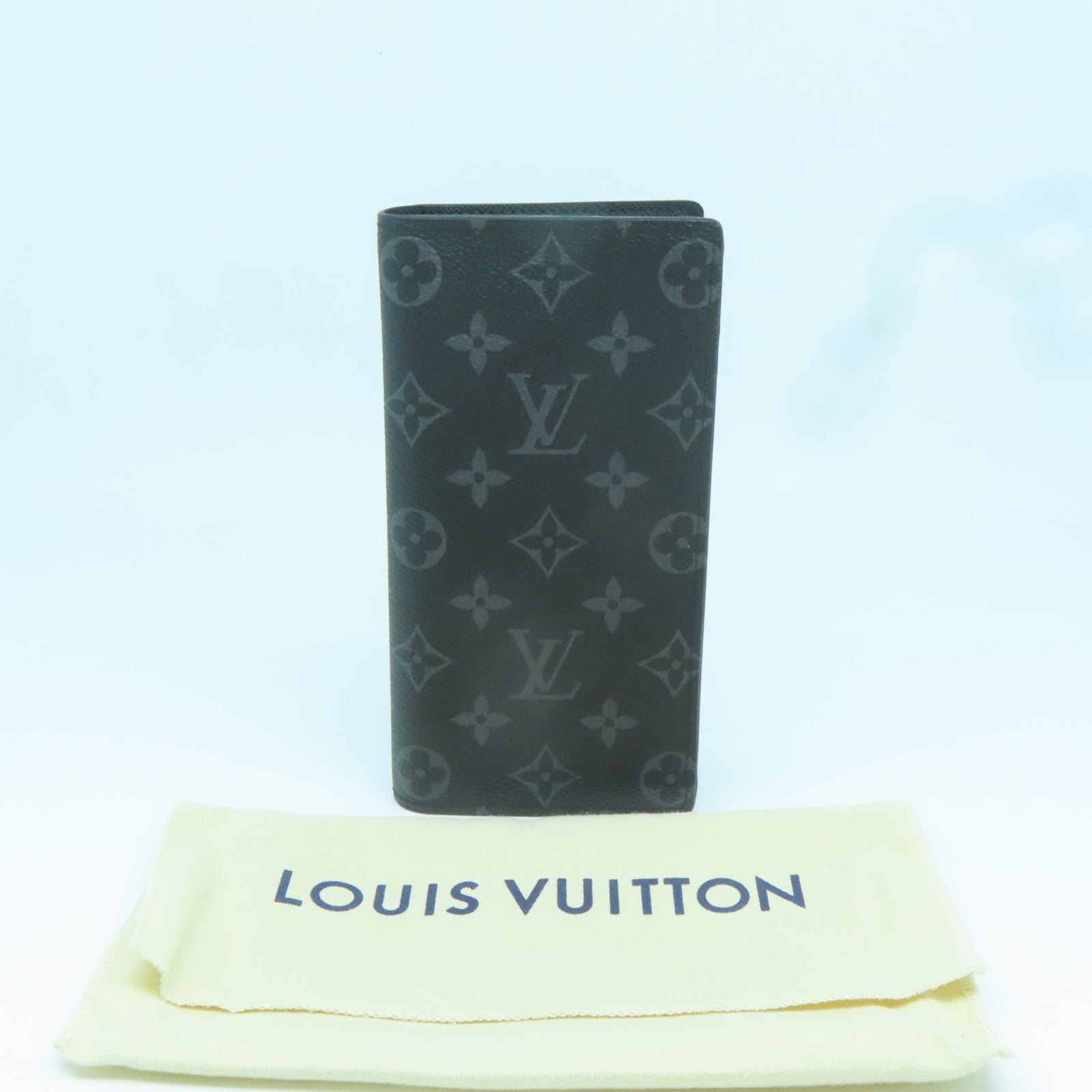 LOUIS VUITTON Monogram Eclipse Brazza Long Wallet銀扣長錢包黑色