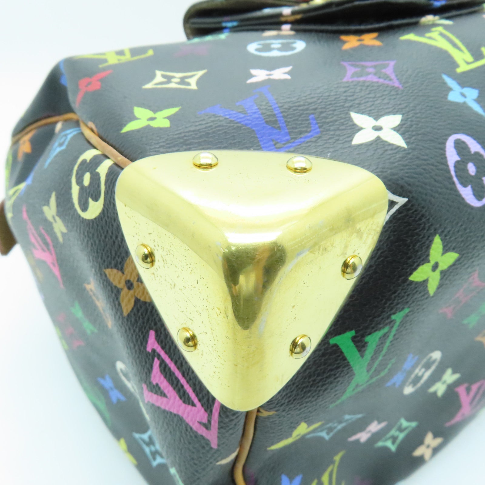 LOUIS VUITTON Monogram Multicolore Speedy 30 Gold Buckle Handle Bag Black/Color