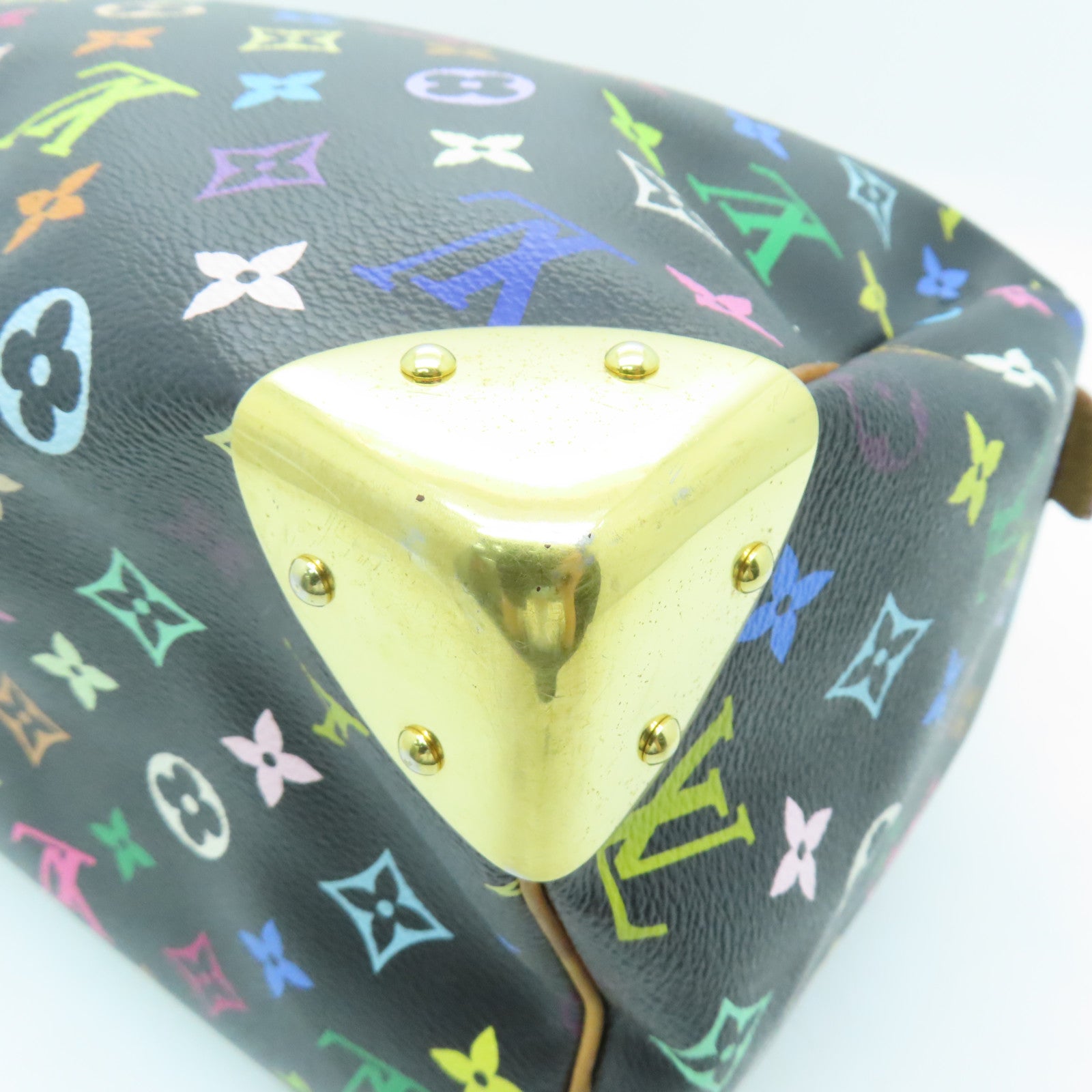 LOUIS VUITTON Monogram Multicolore Speedy 30 Gold Buckle Handle Bag Black/Color