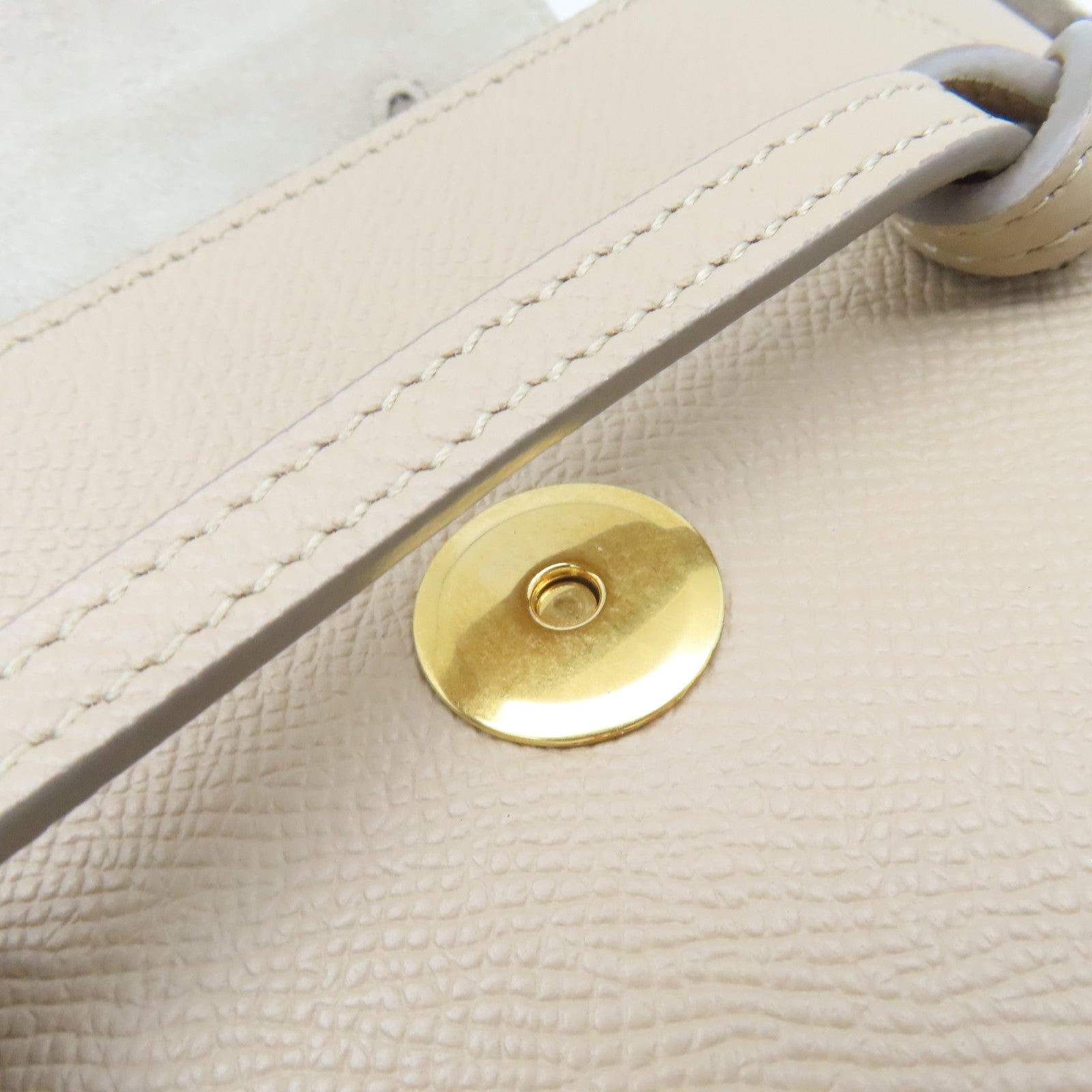 CELINE 牛皮皮革Mini Belt Bag 2Way Shoulder Bag金扣手挽肩背兩用袋杏色