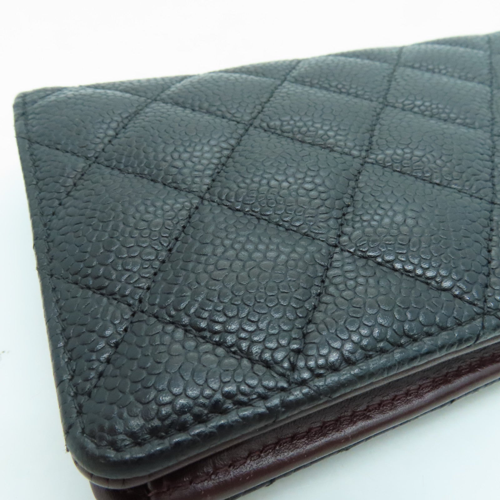CHANEL 菱格Caviar皮革Long Wallet銀扣長錢包黑色