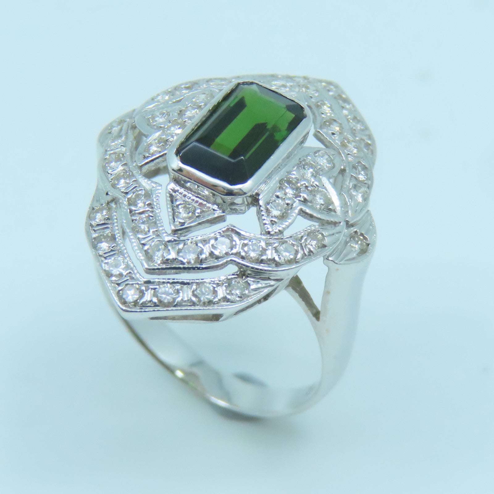 JEWELRY 【激減優惠】18K白金Tourmaline Diamond Ring1.06ct碧璽/0.61ct鑽石戒指US#6.5