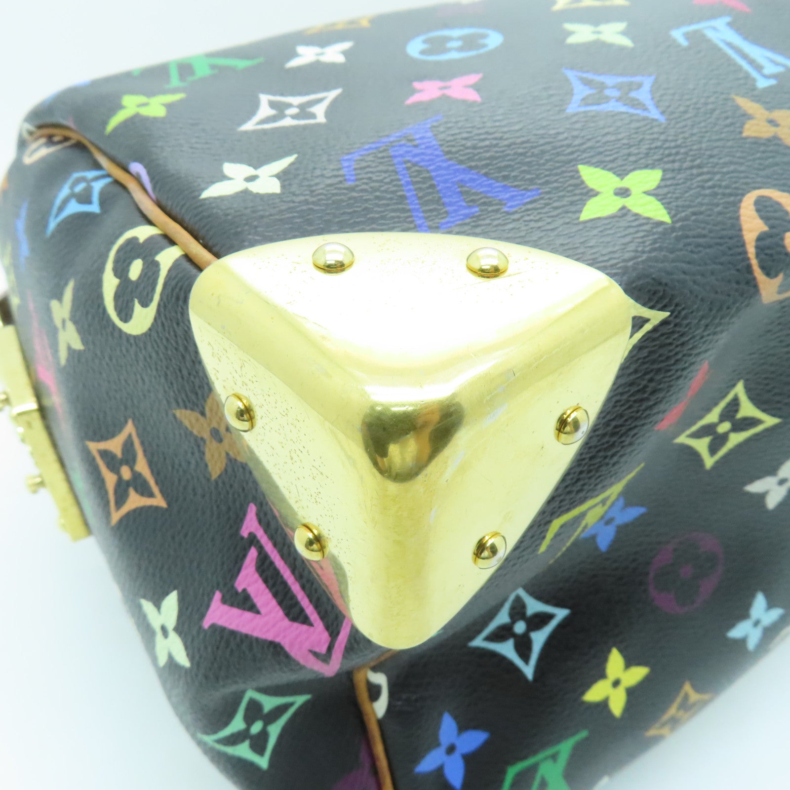 LOUIS VUITTON Monogram Multicolore Speedy 30 Gold Buckle Handle Bag Black/Color