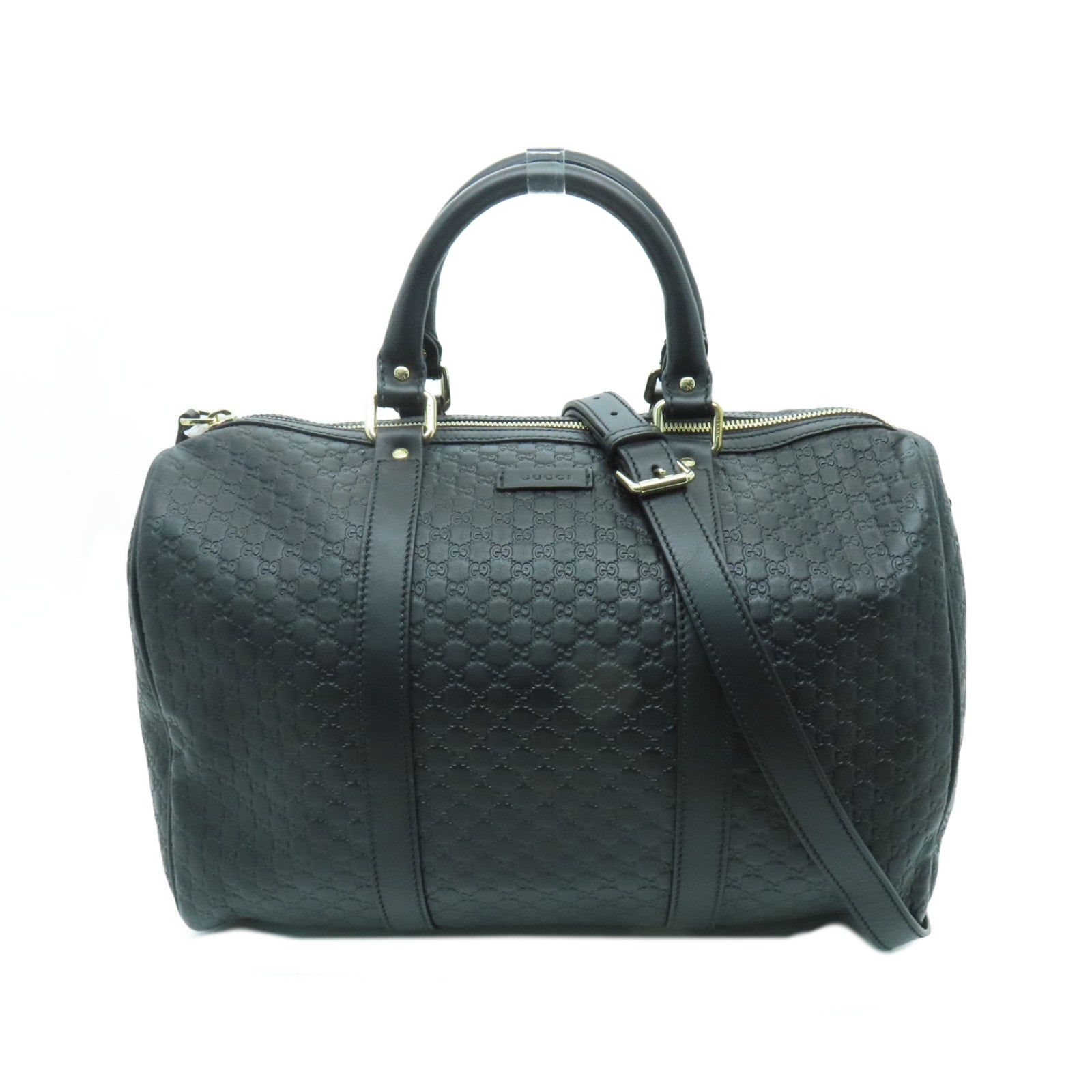 GUCCI 牛皮皮革Boston Bag金扣波士頓包黑色