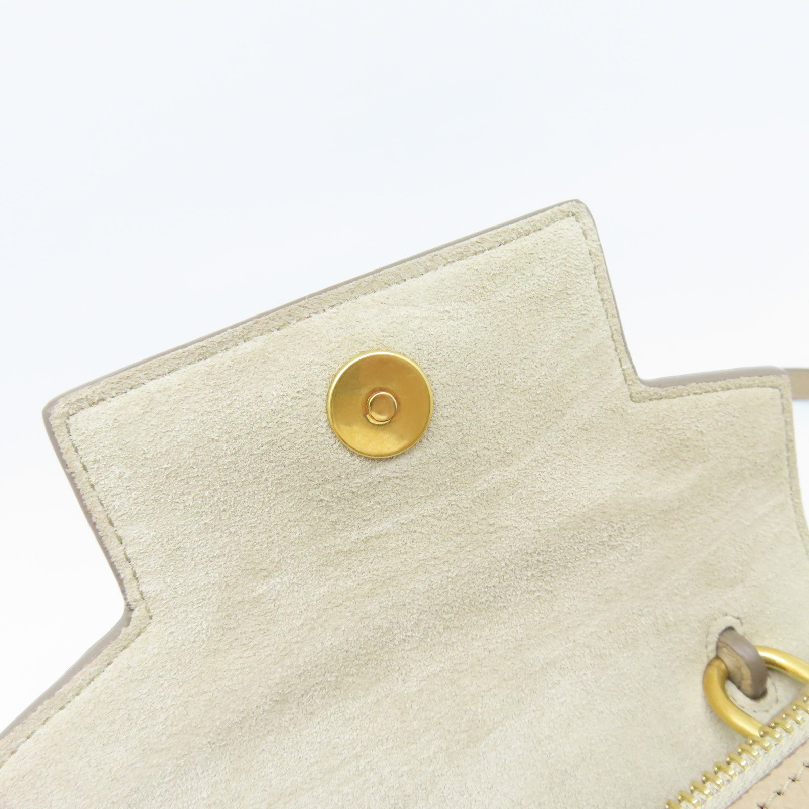 CELINE 牛皮皮革Mini Belt Bag 2Way Shoulder Bag金扣手挽肩背兩用袋杏色