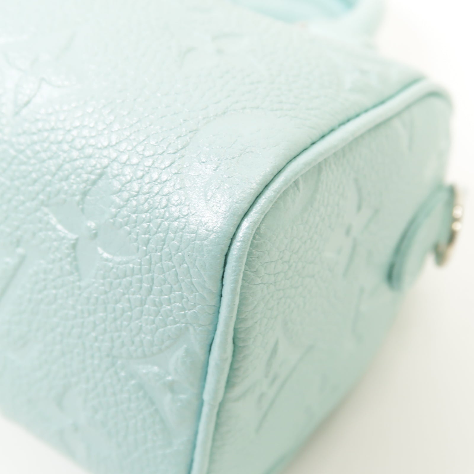 LOUIS VUITTON Monogram Empreinte Nano Speedy銀扣手挽肩背兩用袋淺藍色